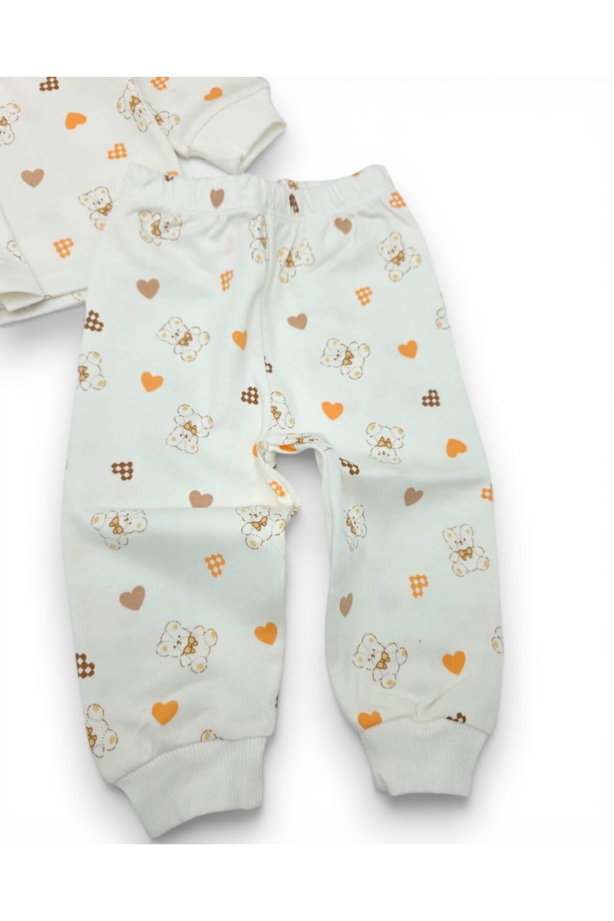 Egelite Kız Bebek Kalp ve Ayıcık Baskılı Çıtçıtlı Mevsimlik %100 Pamuk Gecelik Alt Üst Pijama Takımı fotoğrafı 7 (önizleme)