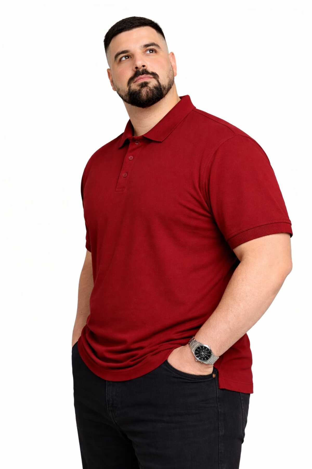 Castello Erkek Battal Boy Polo Yaka Tişört | Büyük Beden Rahat Kalıp Lacoste Kumaş görsel 2