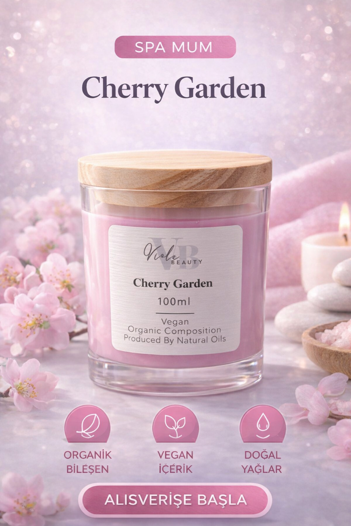 ファセルヴァ　クリーム VB VIOLA BEAUTY Natural Spa Candle Cream - Naturel Mum Masaj & El