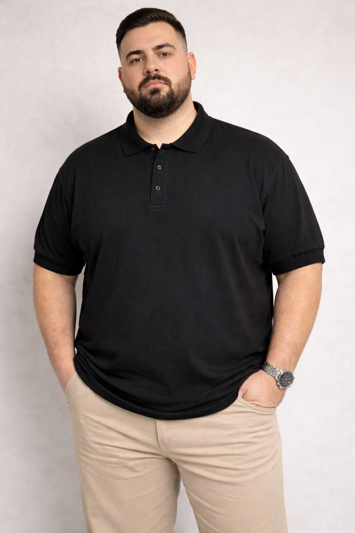 Castello Erkek Battal Boy Polo Yaka Tişört | Büyük Beden Rahat Kalıp Lacoste Kumaş