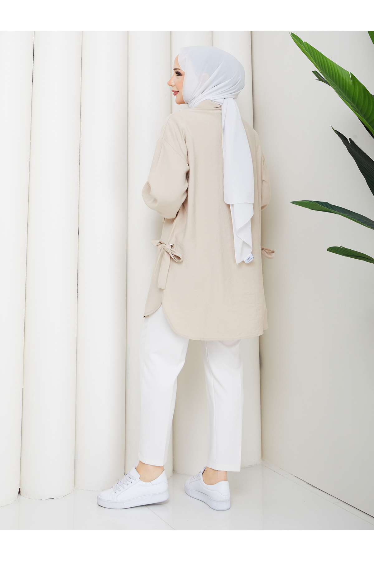 Pamuk Butik  Kadın Kuş Gözü Detaylı Fermuar Kapamalı Tunik - Görsel 8