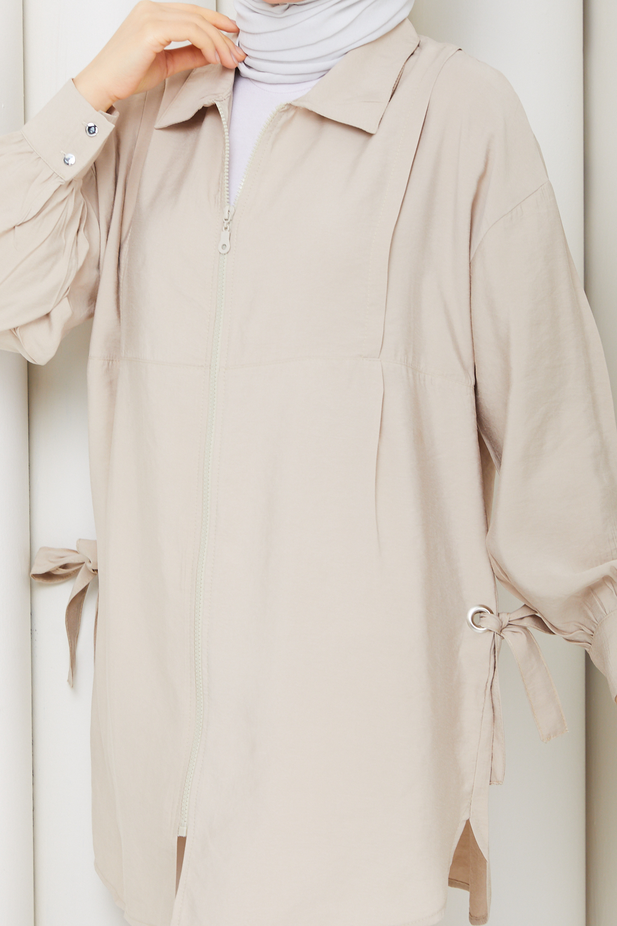 Pamuk Butik  Kadın Kuş Gözü Detaylı Fermuar Kapamalı Tunik - Görsel 7