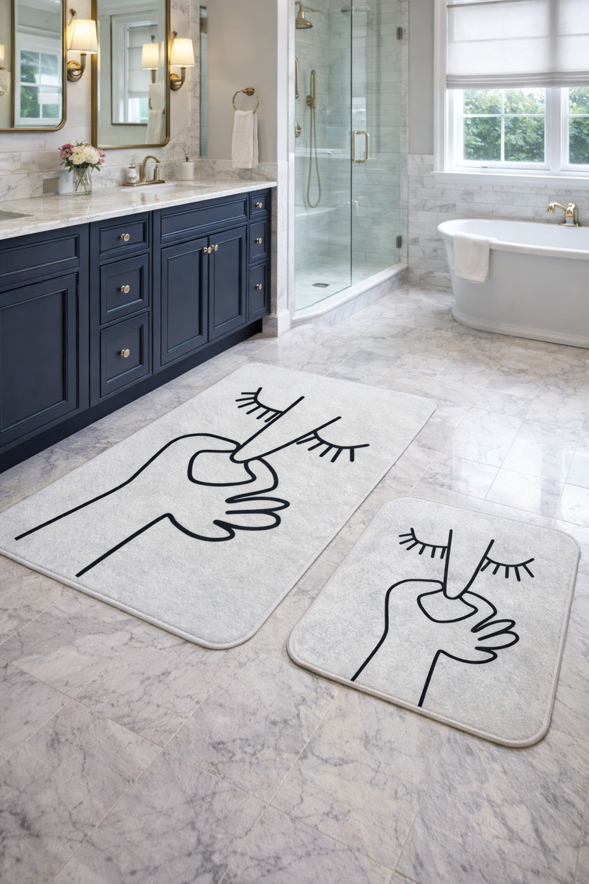 Non-Slip Base Washable 2-Piece Bath Mat - 60*100 cm - 50*60 cm - No Smell