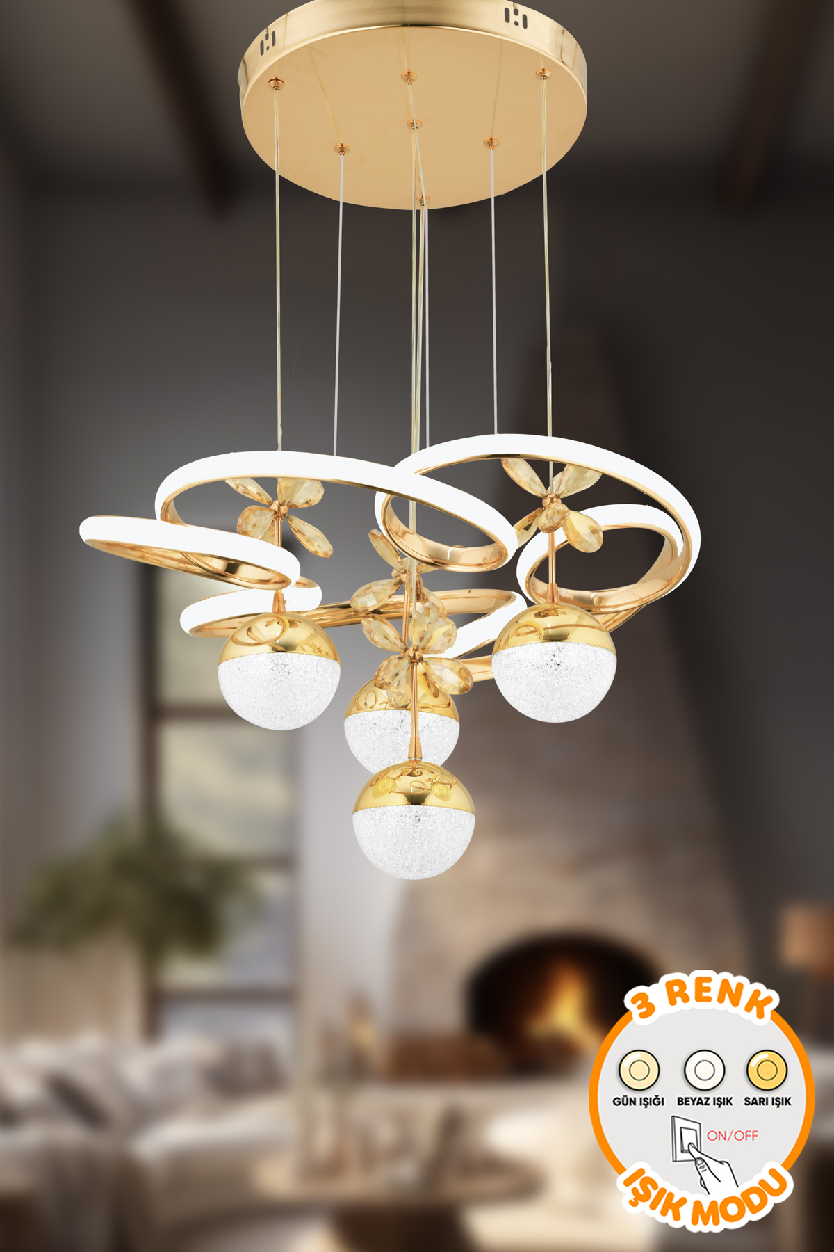 Capella Aydınlatma Modern Henry Gold 3 Renk Işık Özellikli Modern