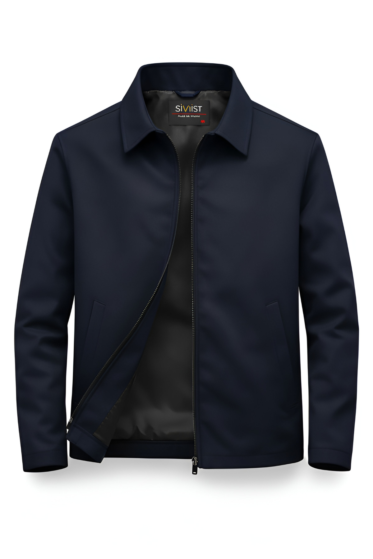 SİVAİST  Lacivert Erkek Pamuk Polyester Karışımlı Yakalı Bonded Kumaş Su Ve Rüzgar Geçirmez Mevsimlik&Yazlık - Görsel 2