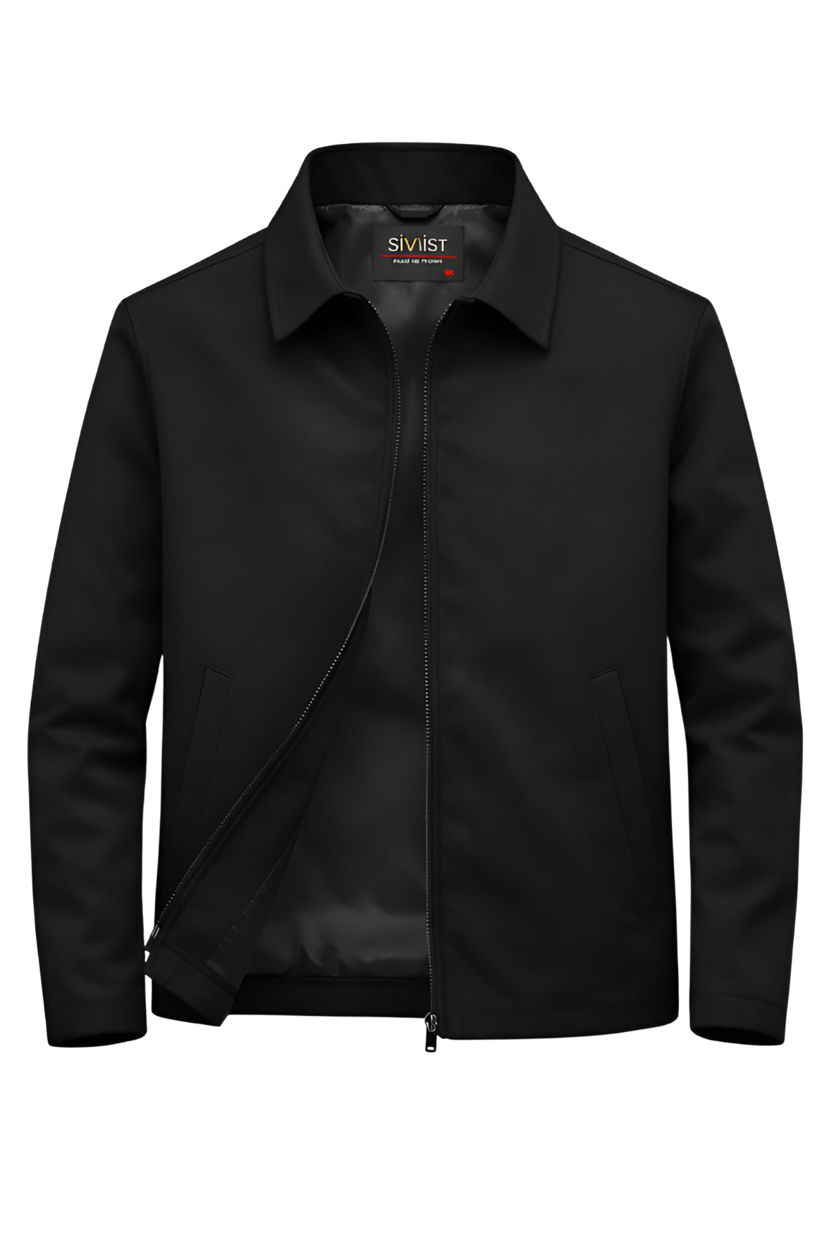 SİVAİST  Siyah Erkek Pamuk Polyester Karışımlı Yakalı Bonded Kumaş Su Ve Rüzgar Geçirmez Mevsimlik&Yazlık Mon - Görsel 2