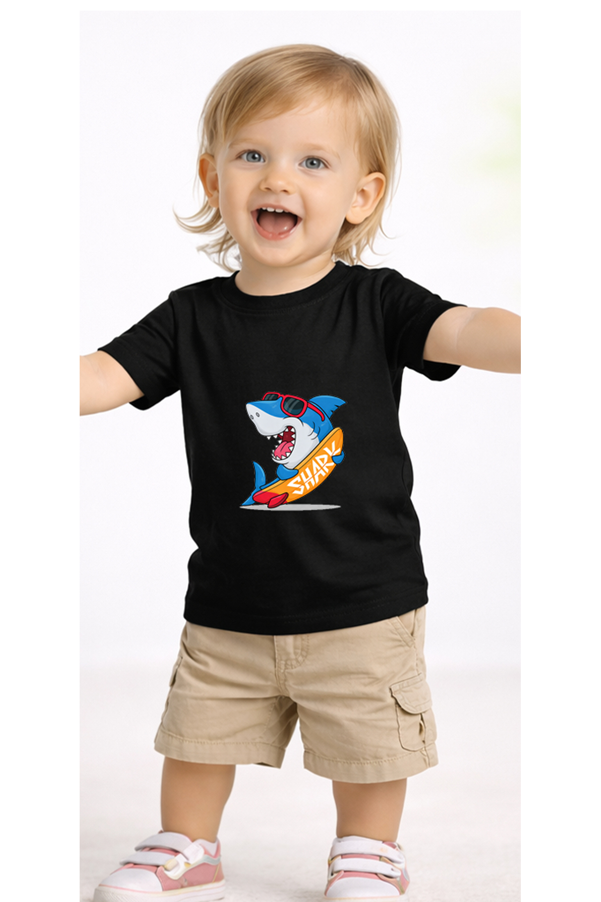 petite pati Siyah Surfshark Bebek Tişört %100 Pamuk Penye Çocuk Tshirt Baskılı fotoğrafı 2 (önizleme)