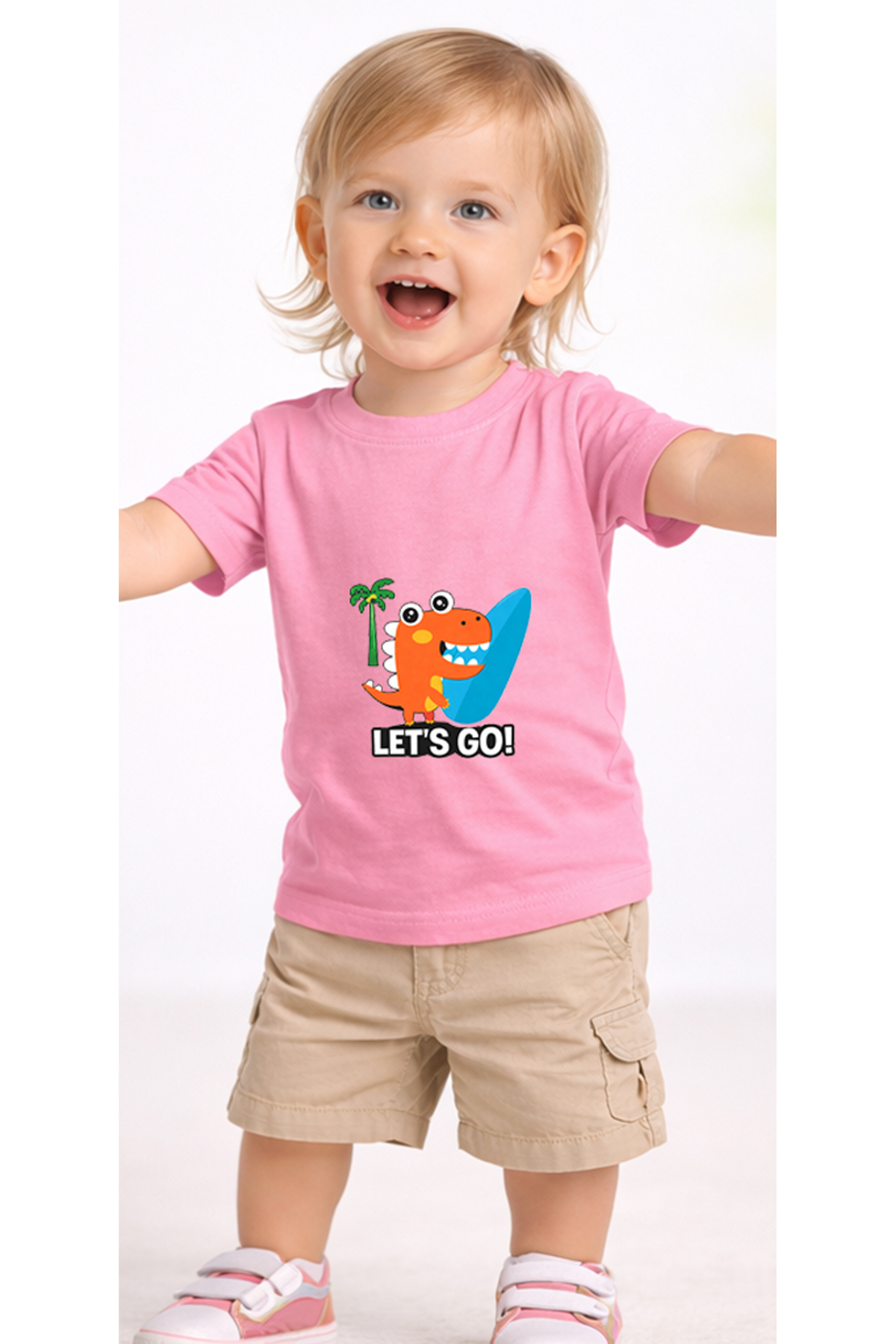 petite pati Pembe Palmdino Bebek Tişört %100 Pamuk Penye Çocuk Tshirt Baskılı fotoğrafı 2 (önizleme)