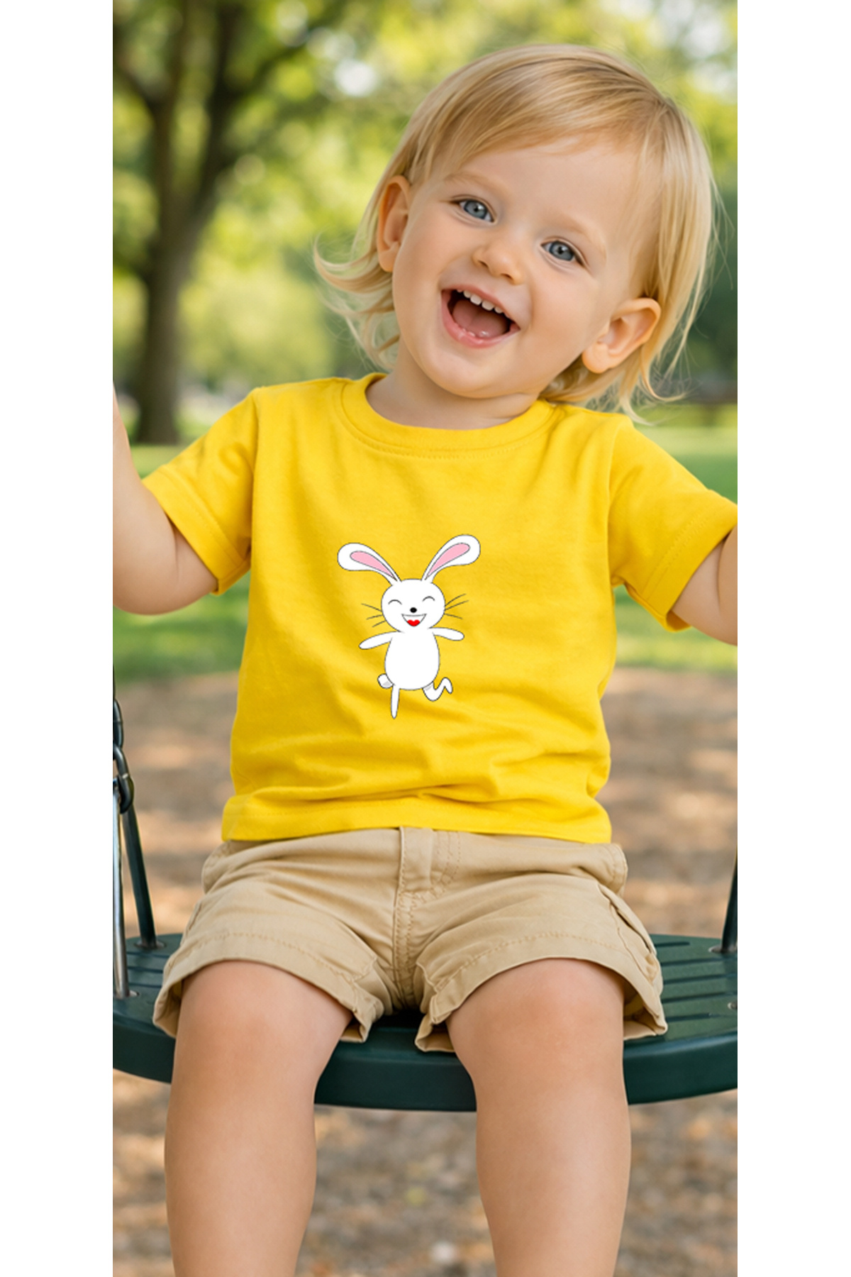 petite pati Sarı Bunnyjump Bebek Tişört %100 Pamuk Penye Çocuk Tshirt Baskılı fotoğrafı 3 (önizleme)