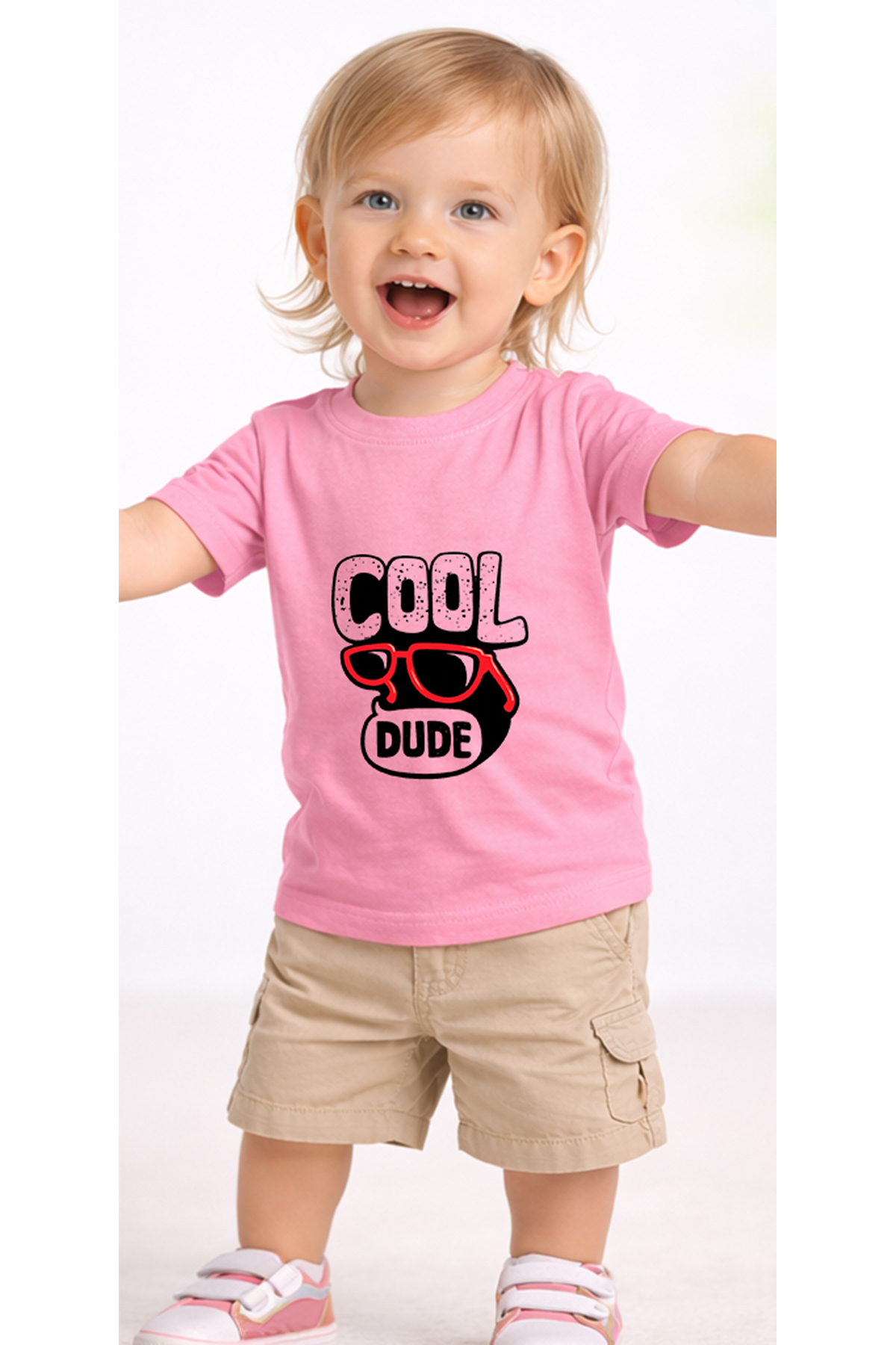 petite pati Pembe Cooldude Bebek Tişört %100 Pamuk Penye Çocuk Tshirt Baskılı fotoğrafı 2 (önizleme)