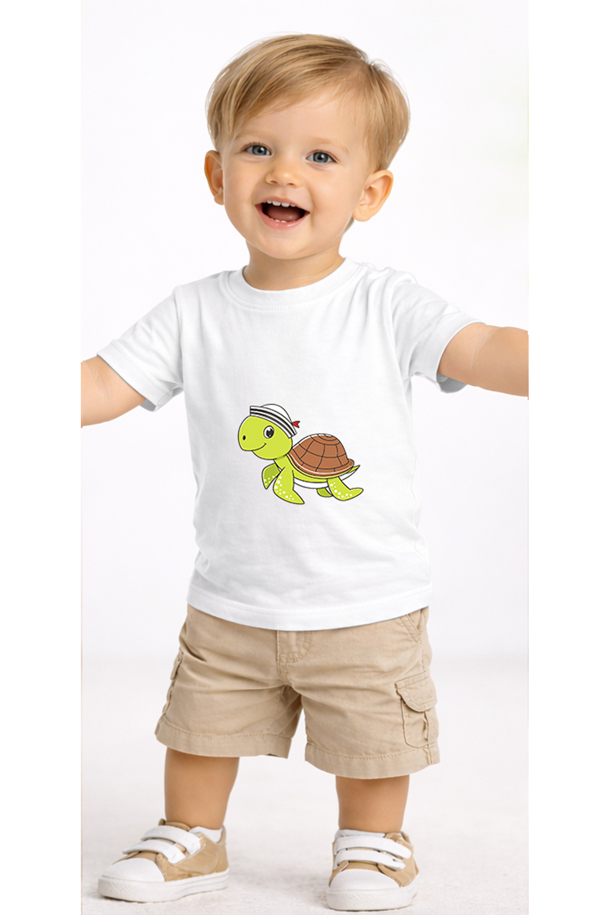 petite pati Beyaz Sailorturtle Bebek Tişört %100 Pamuk Penye Çocuk Tshirt Baskılı fotoğrafı 2 (önizleme)