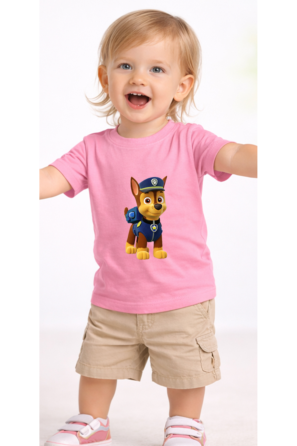 petite pati Pembe Pawpatrolpolis Bebek Tişört %100 Pamuk Penye Çocuk Tshirt Baskılı fotoğrafı 2 (önizleme)