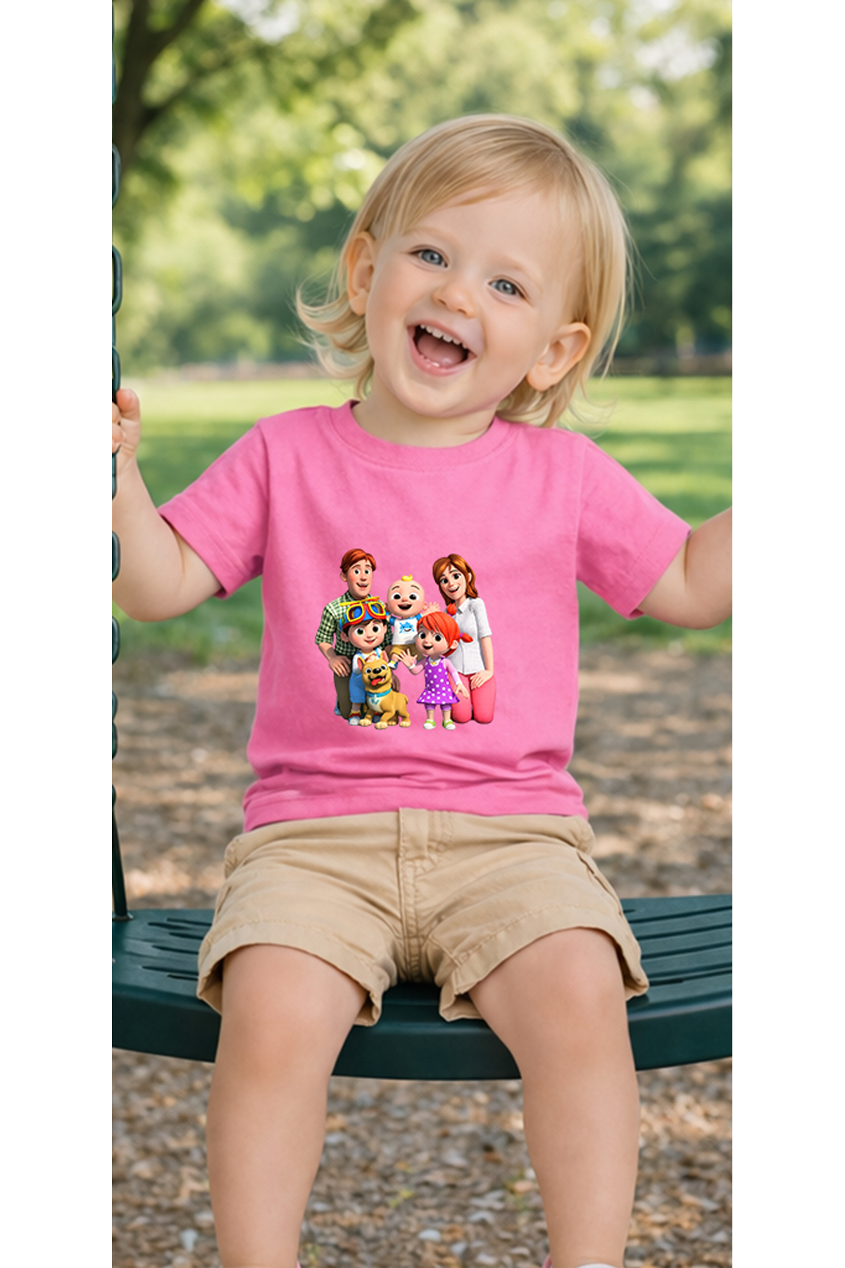 petite pati Pembe Cocofamily Bebek Tişört %100 Pamuk Penye Çocuk Tshirt Baskılı fotoğrafı 3 (önizleme)