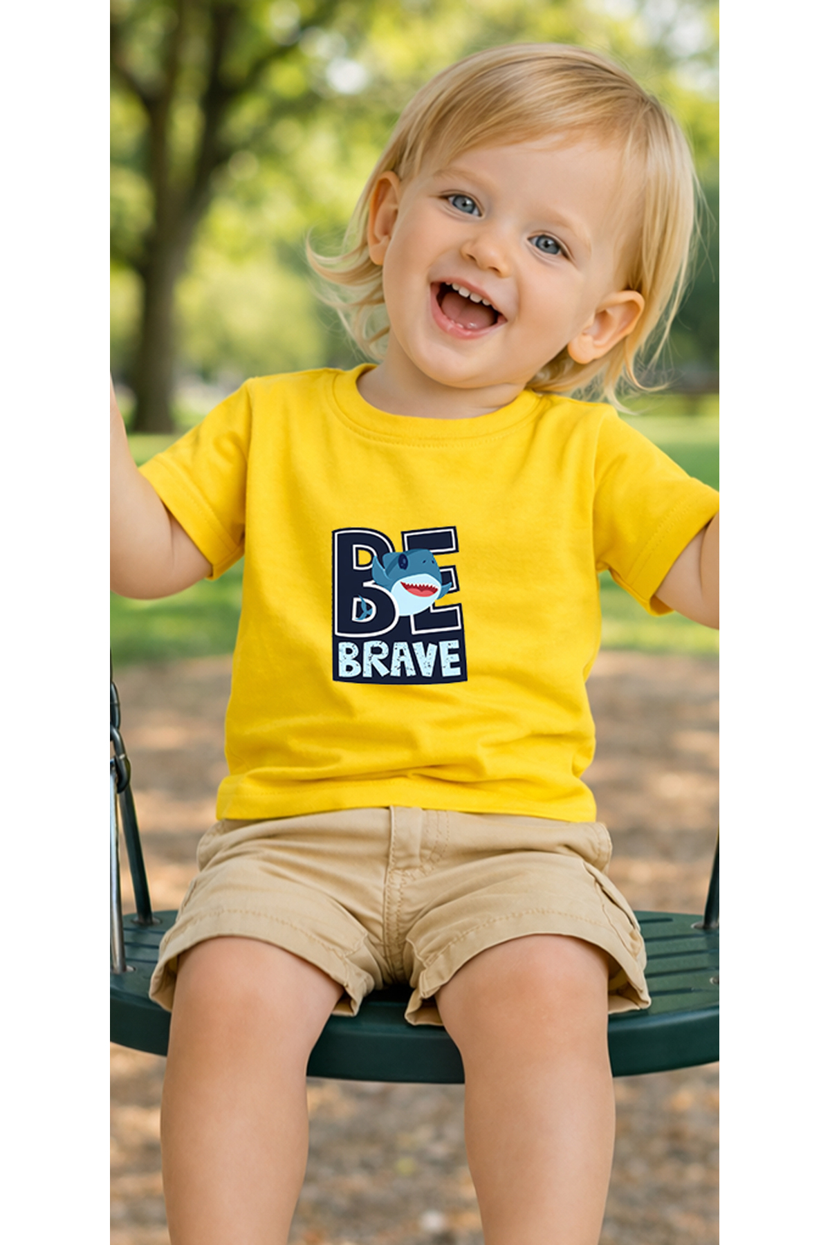 petite pati Sarı Bebrave Bebek Tişört %100 Pamuk Penye Çocuk Tshirt Baskılı fotoğrafı 3 (önizleme)