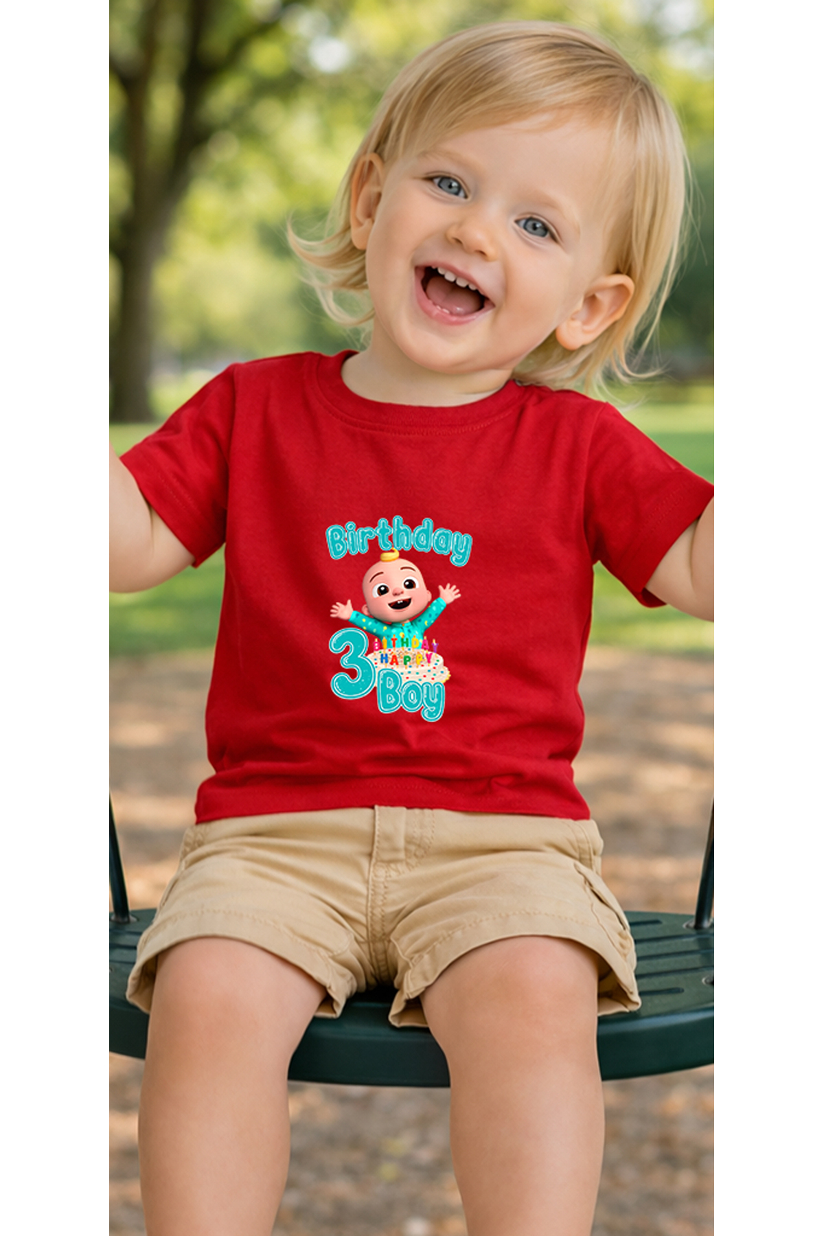 petite pati Kırmızı Cocobirthday3 Bebek Tişört %100 Pamuk Penye Çocuk Tshirt Baskılı fotoğrafı 3 (önizleme)