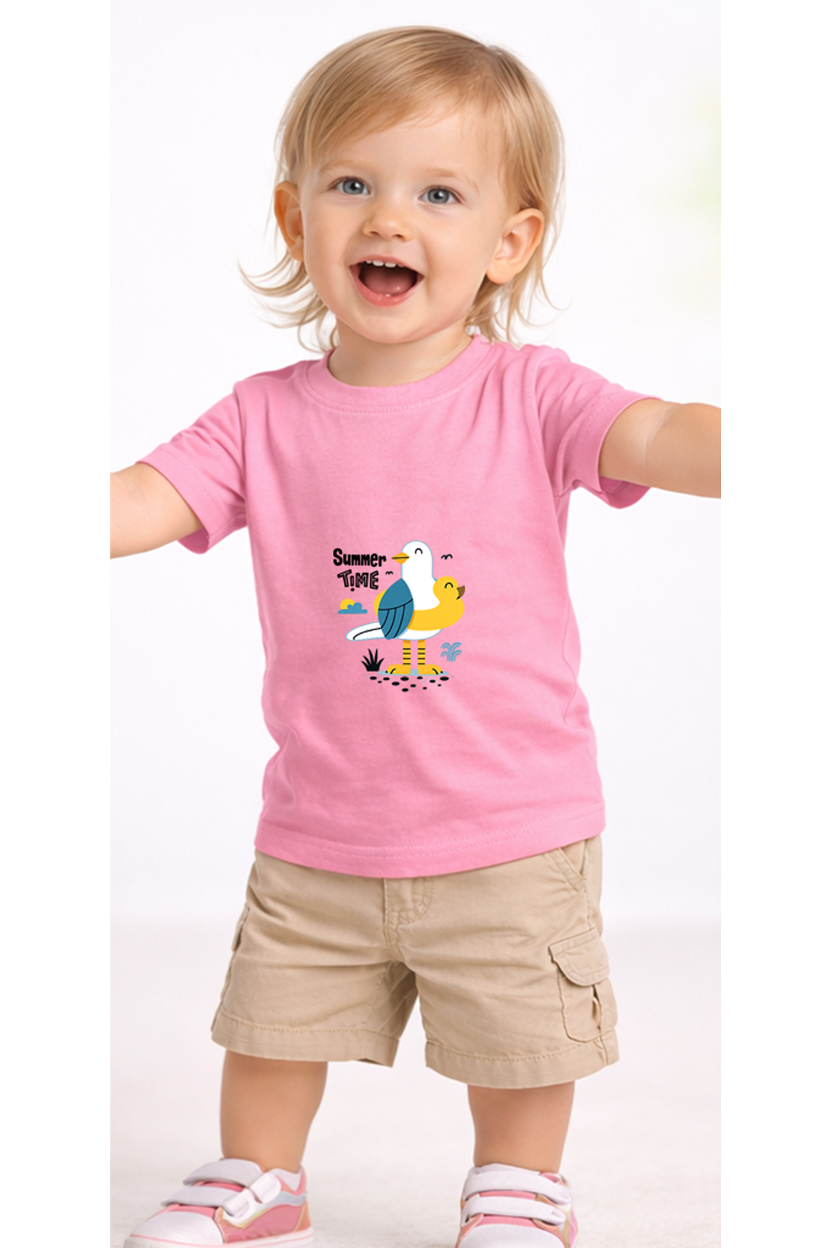 petite pati Pembe Summerbird Bebek Tişört %100 Pamuk Penye Çocuk Tshirt Baskılı fotoğrafı 2 (önizleme)