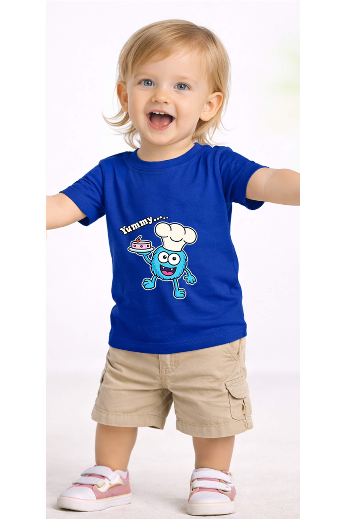 petite pati Mavi Bluemons Bebek Tişört %100 Pamuk Penye Çocuk Tshirt Baskılı fotoğrafı 2 (önizleme)
