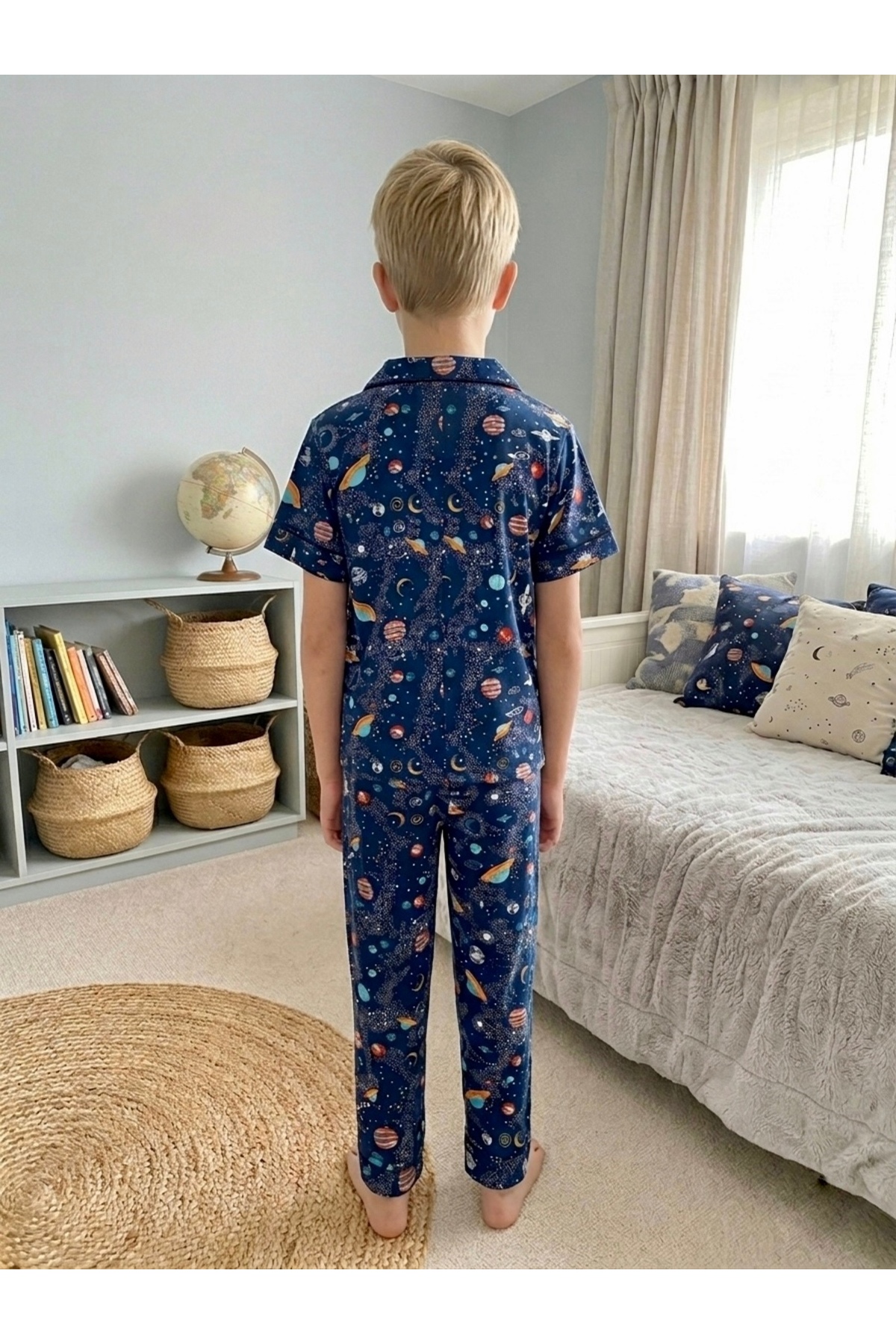 Enie Erkek Çocuk Pamuklu Uzay Desenli Yazlık Göz Bantlı Pijama Takımı fotoğrafı 7 (önizleme)