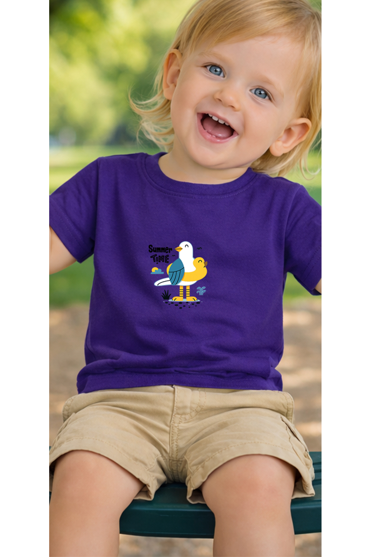 petite pati Mor Summerbird Bebek Tişört %100 Pamuk Penye Çocuk Tshirt Baskılı fotoğrafı 3 (önizleme)