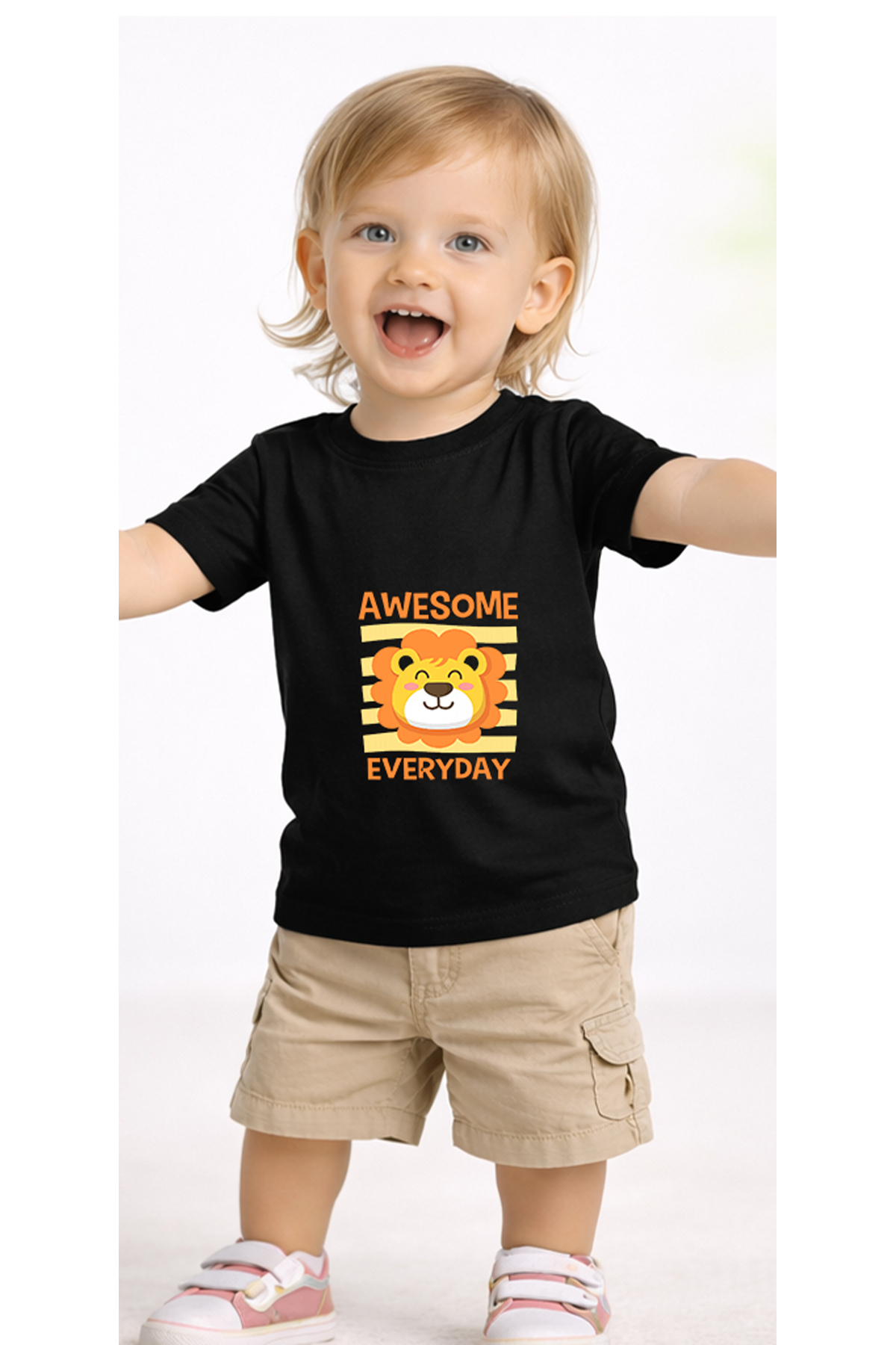 petite pati Siyah Awesomeaslan Bebek Tişört %100 Pamuk Penye Çocuk Tshirt Baskılı fotoğrafı 2 (önizleme)