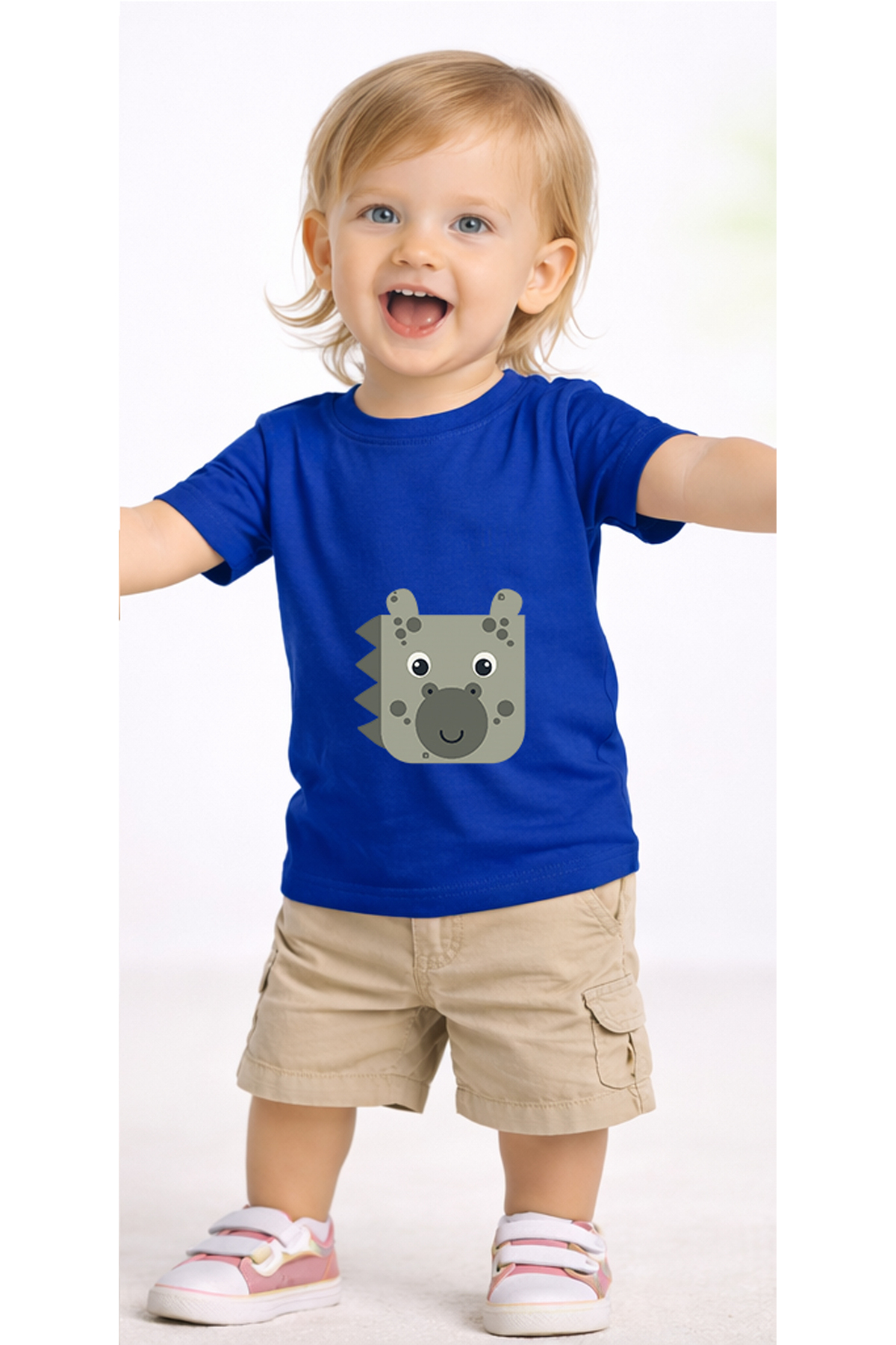 petite pati Mavi Gridonkey Bebek Tişört %100 Pamuk Penye Çocuk Tshirt Baskılı fotoğrafı 2 (önizleme)