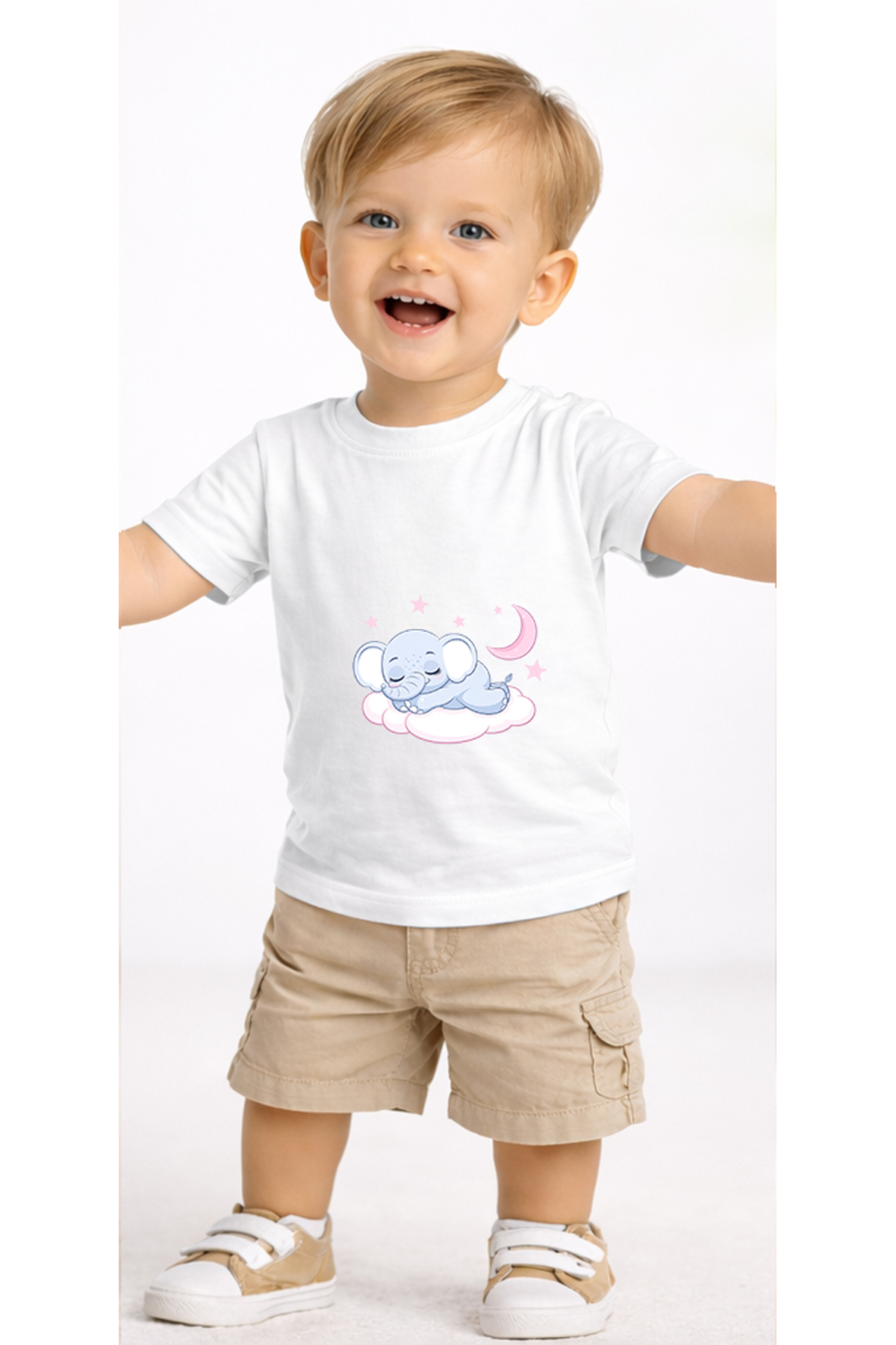 petite pati Beyaz Filsleep Bebek Tişört %100 Pamuk Penye Çocuk Tshirt Baskılı fotoğrafı 2 (önizleme)