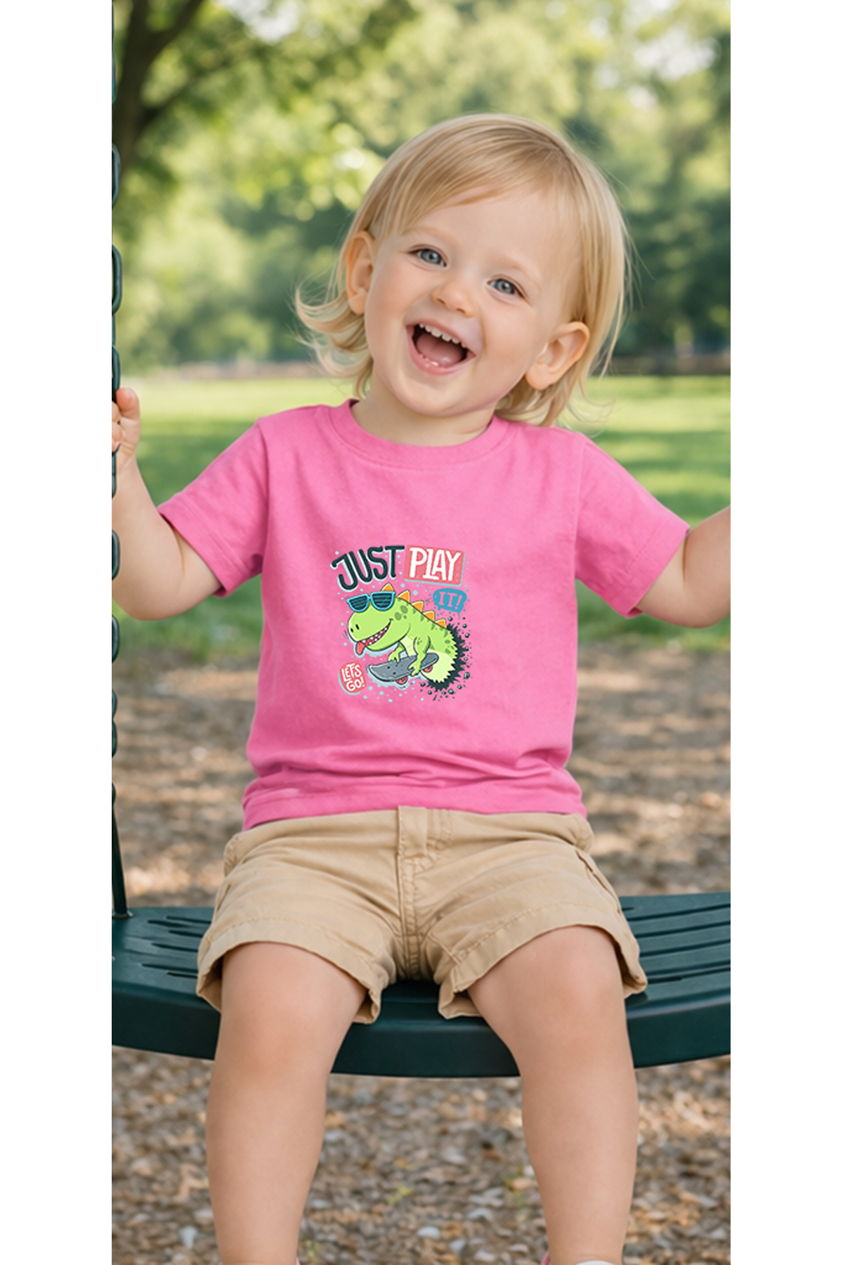 petite pati Pembe Playdino Bebek Tişört %100 Pamuk Penye Çocuk Tshirt Baskılı fotoğrafı 3 (önizleme)