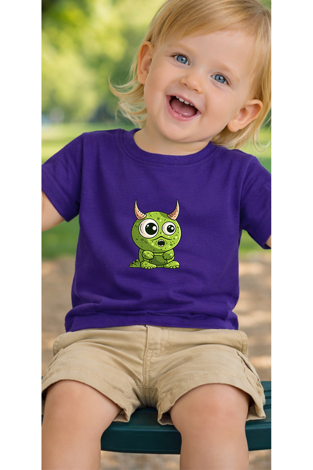 petite pati Mor Greenmons Bebek Tişört %100 Pamuk Penye Çocuk Tshirt Baskılı fotoğrafı 3 (önizleme)