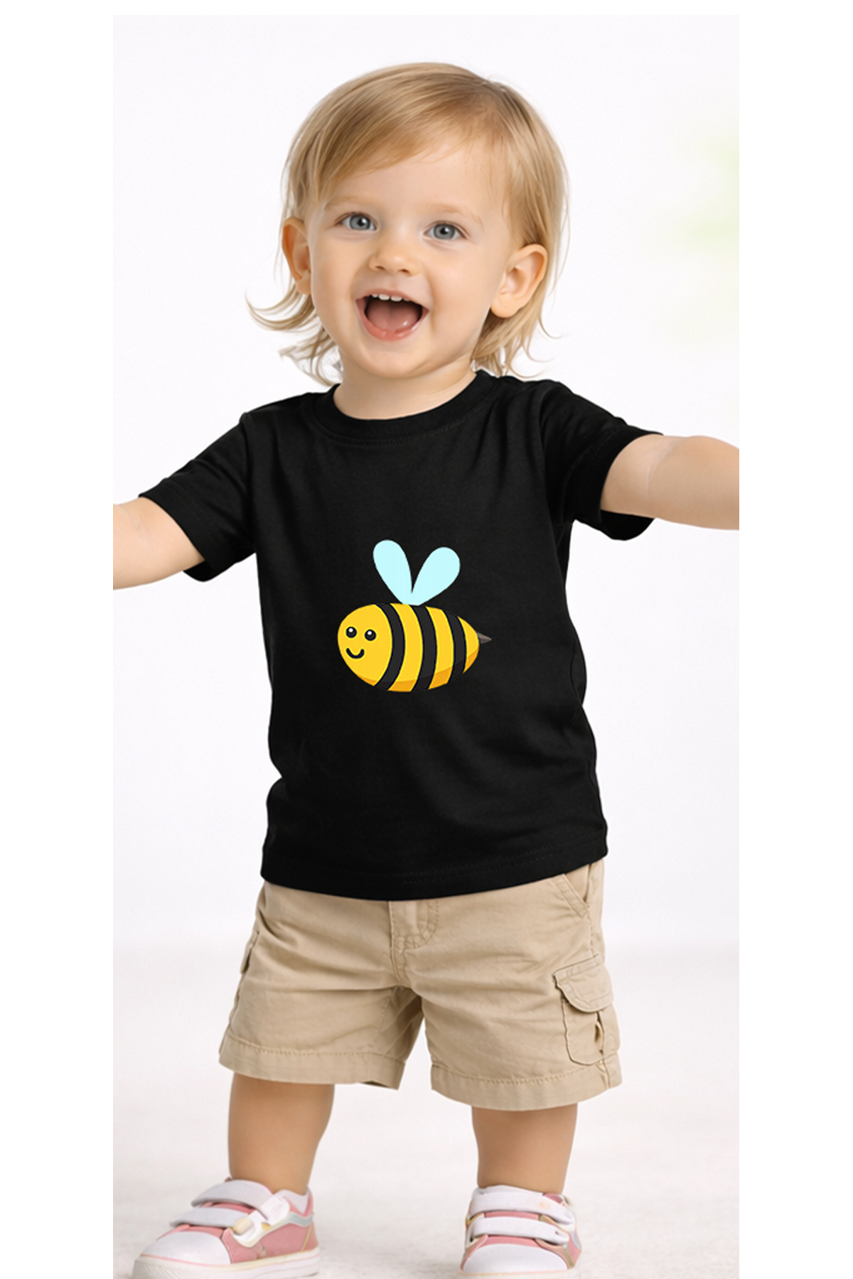 petite pati Siyah Bee Bebek Tişört %100 Pamuk Penye Çocuk Tshirt Baskılı fotoğrafı 2 (önizleme)