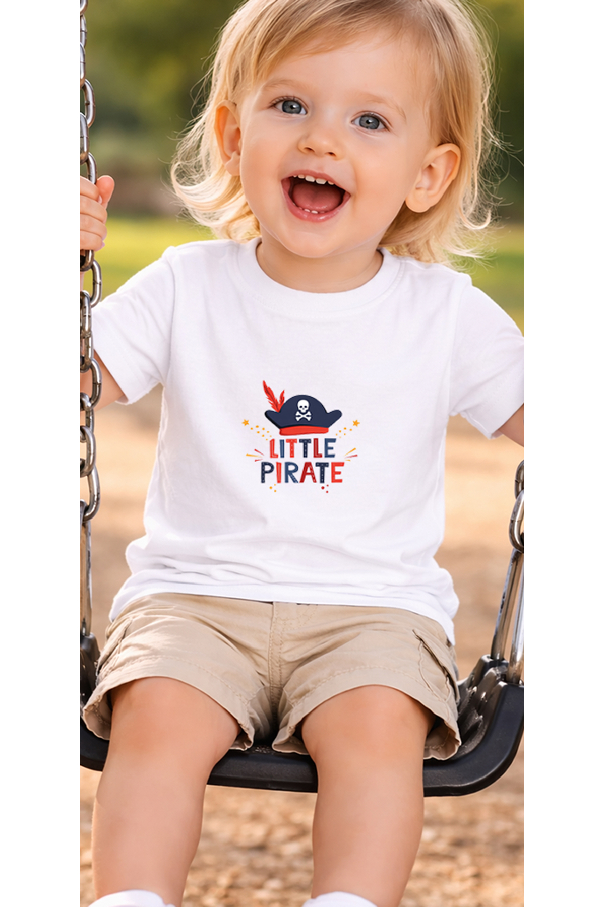 petite pati Beyaz Littlepirate Bebek Tişört %100 Pamuk Penye Çocuk Tshirt Baskılı fotoğrafı 3 (önizleme)