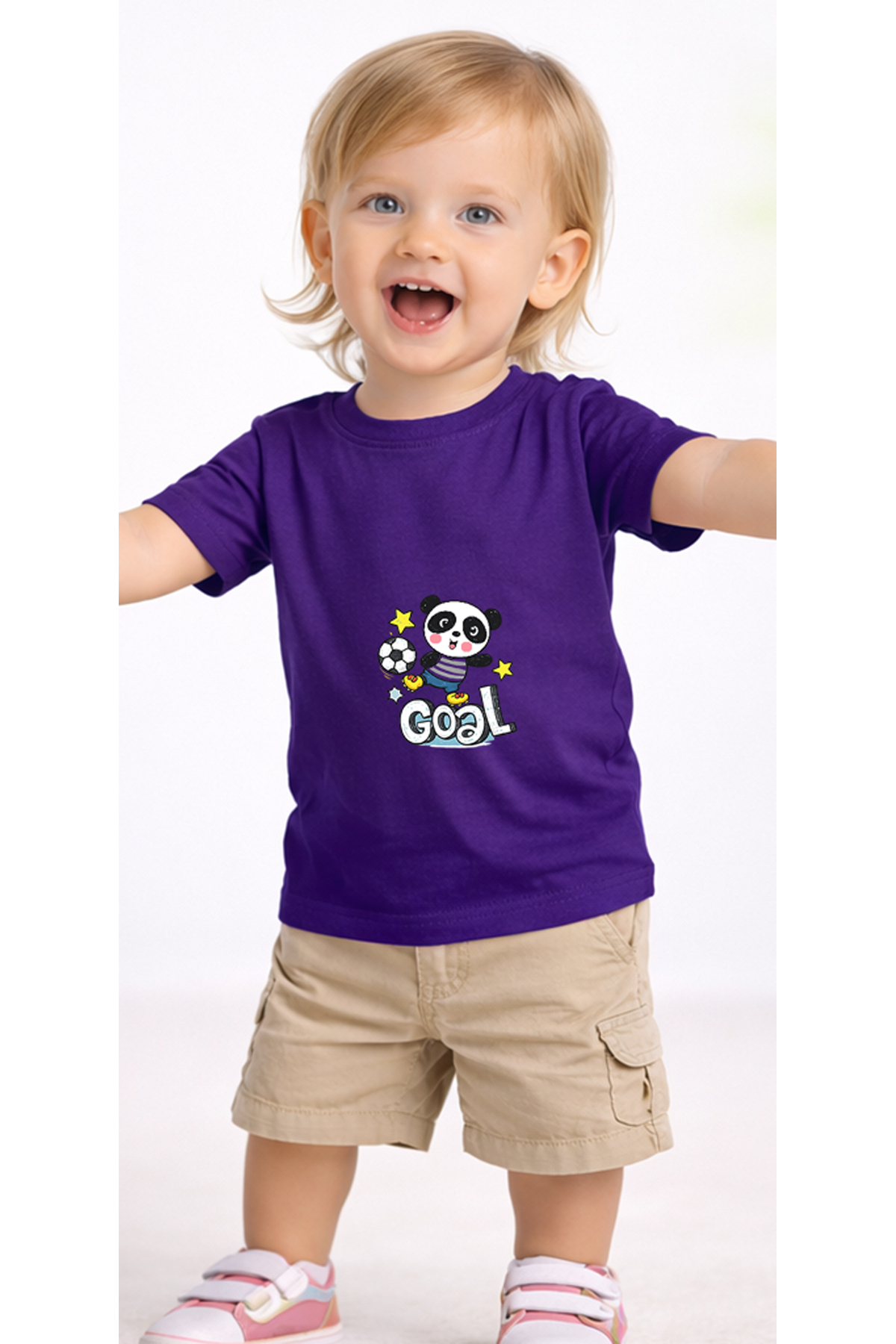 petite pati Mor Goalpanda Bebek Tişört %100 Pamuk Penye Çocuk Tshirt Baskılı fotoğrafı 2 (önizleme)
