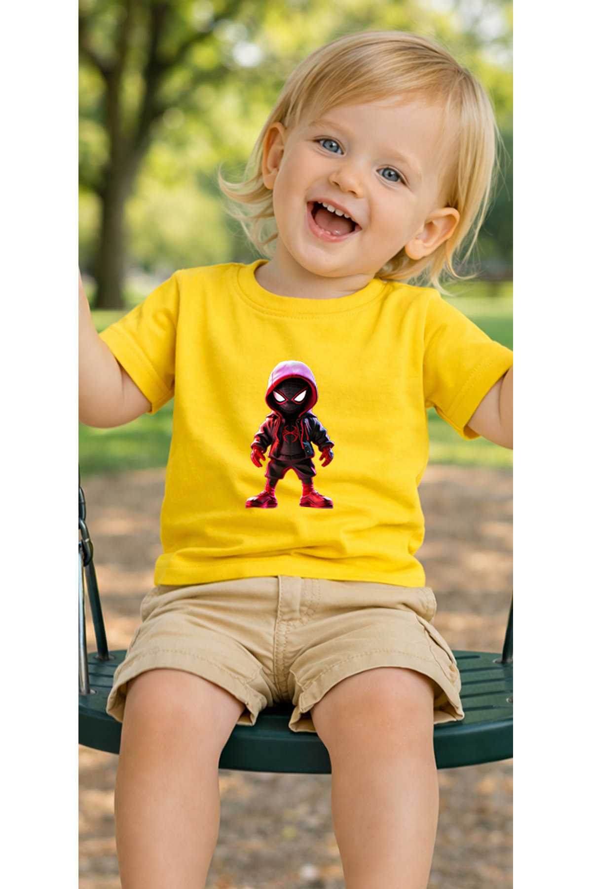 petite pati Sarı Smallspider Bebek Tişört %100 Pamuk Penye Çocuk Tshirt Baskılı fotoğrafı 3 (önizleme)
