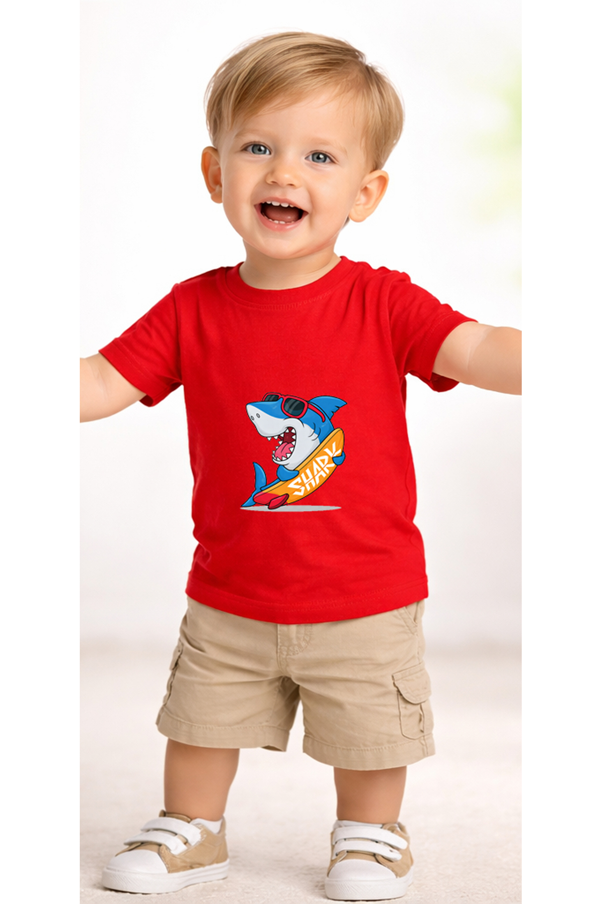 petite pati Kırmızı Surfshark Bebek Tişört %100 Pamuk Penye Çocuk Tshirt Baskılı fotoğrafı 2 (önizleme)