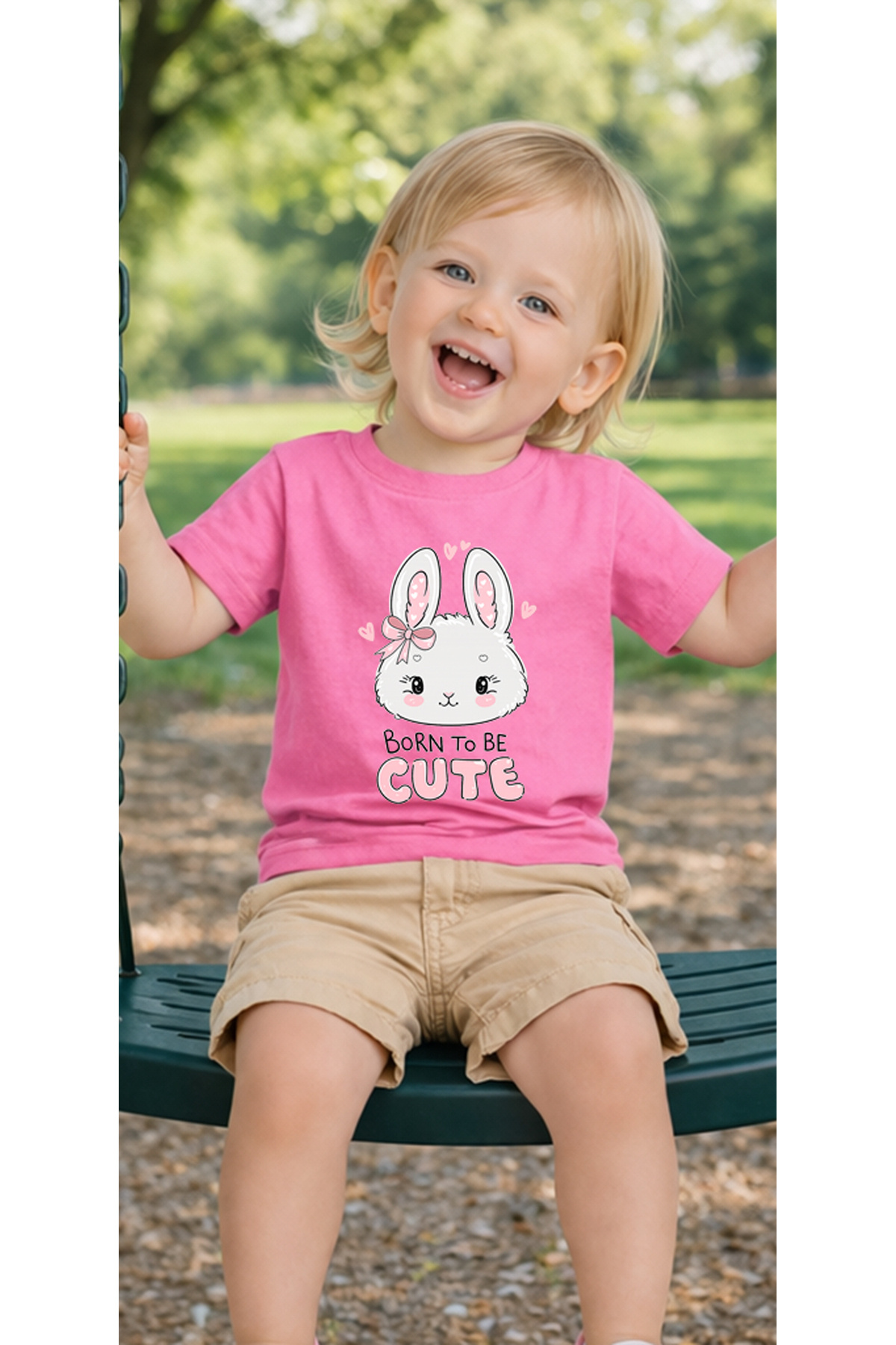 petite pati Pembe Borncutebunny Bebek Tişört %100 Pamuk Penye Çocuk Tshirt Baskılı fotoğrafı 3 (önizleme)