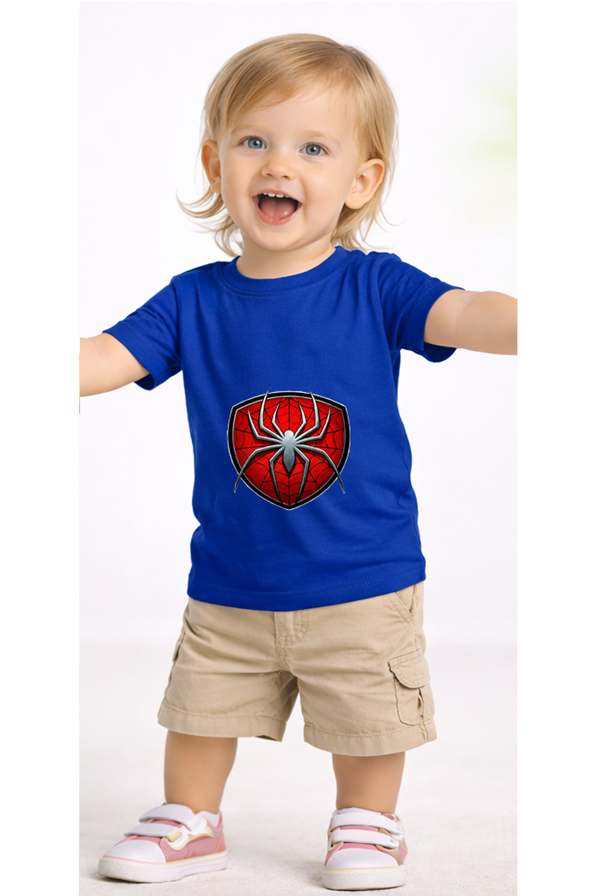 petite pati Mavi Spiderlogo Bebek Tişört %100 Pamuk Penye Çocuk Tshirt Baskılı fotoğrafı 2 (önizleme)