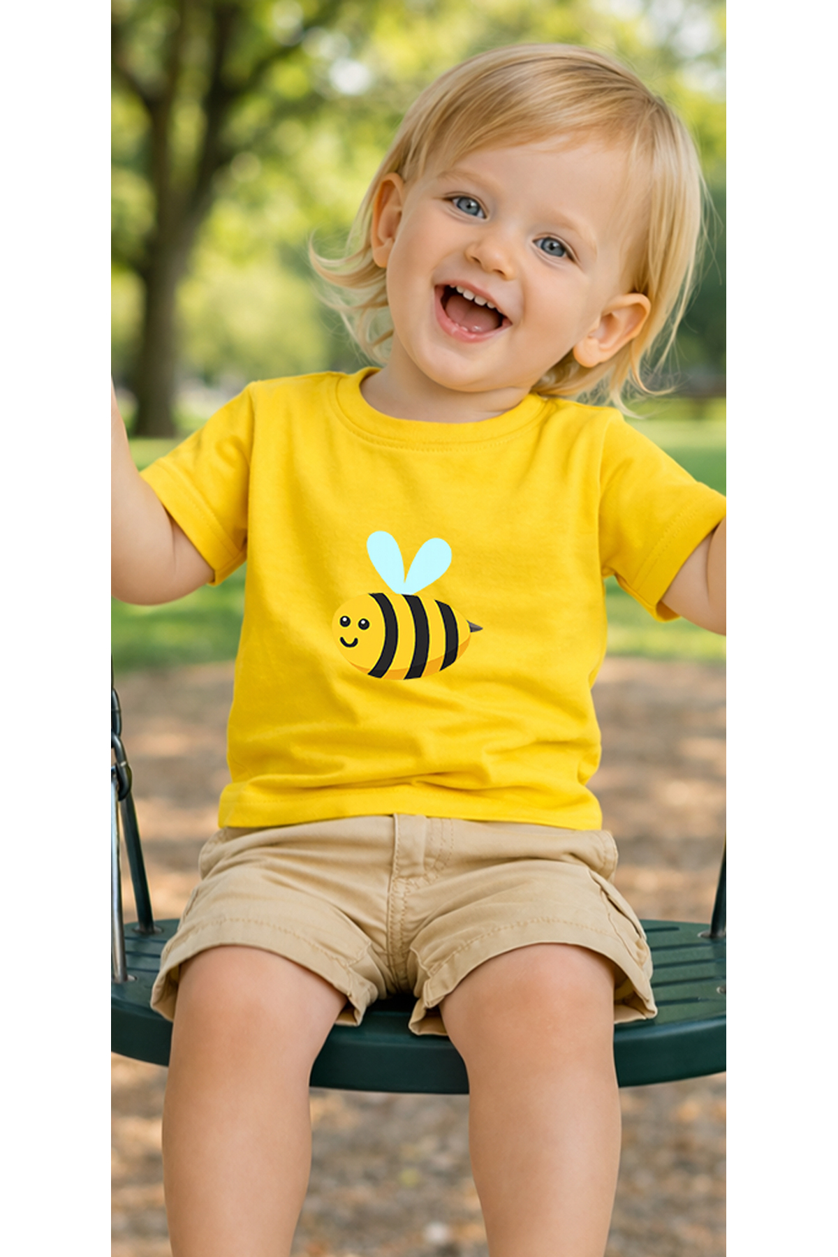 petite pati Sarı Bee Bebek Tişört %100 Pamuk Penye Çocuk Tshirt Baskılı fotoğrafı 3 (önizleme)