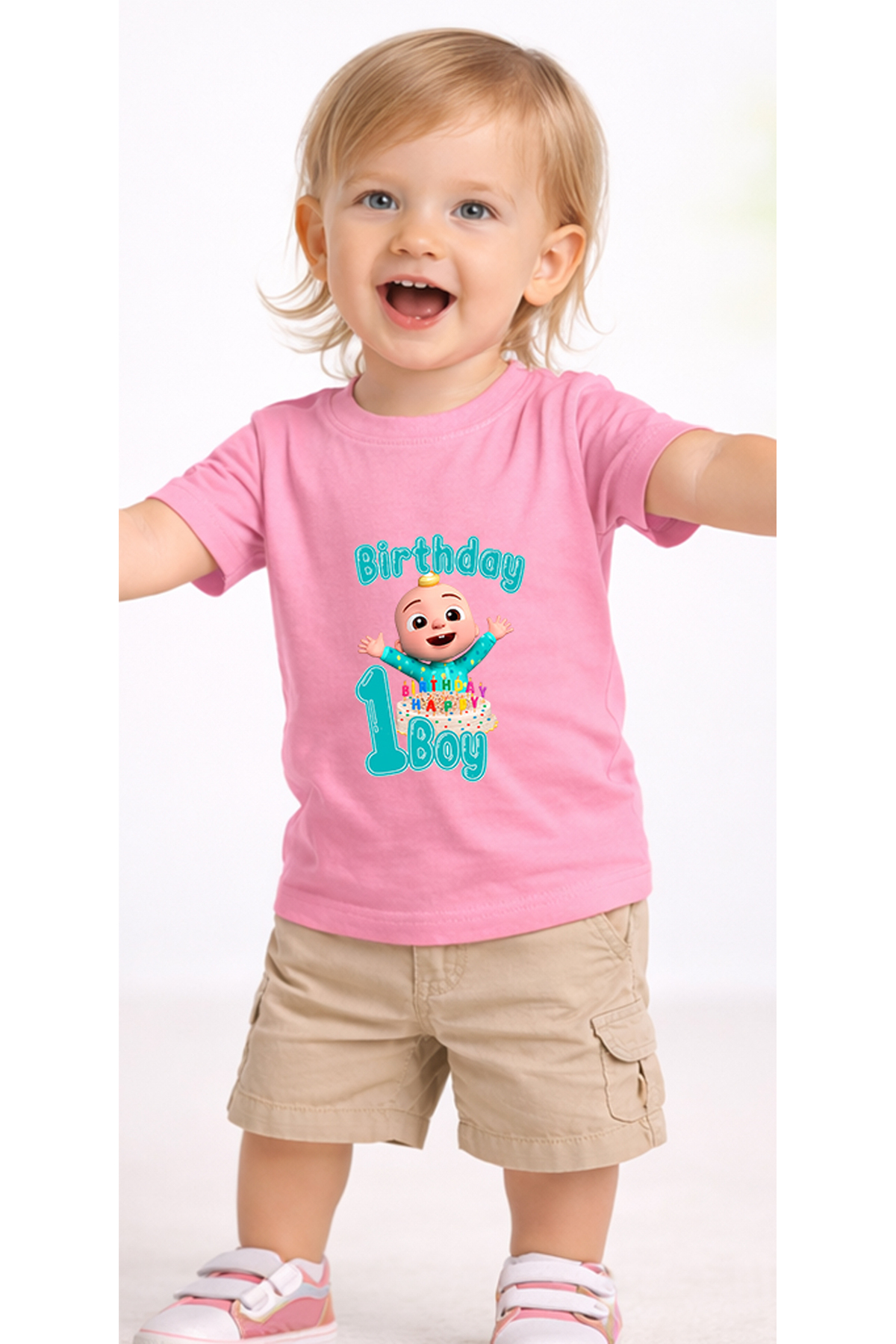 petite pati Pembe Cocbirthday1 Bebek Tişört %100 Pamuk Penye Çocuk Tshirt Baskılı fotoğrafı 2 (önizleme)