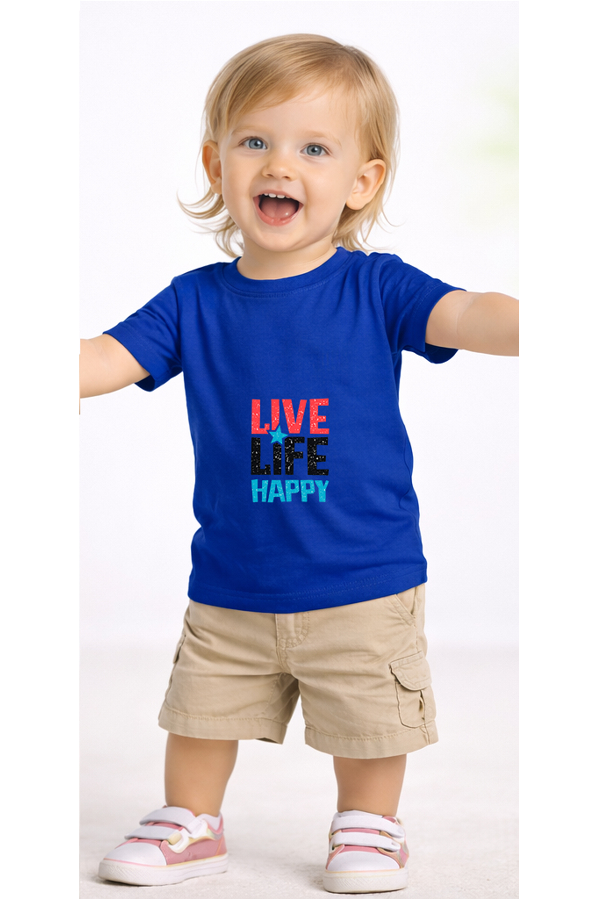 petite pati Mavi Livelifehappy Bebek Tişört %100 Pamuk Penye Çocuk Tshirt Baskılı fotoğrafı 2 (önizleme)