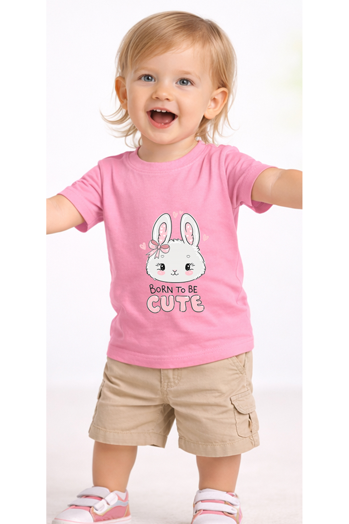 petite pati Pembe Borncutebunny Bebek Tişört %100 Pamuk Penye Çocuk Tshirt Baskılı fotoğrafı 2 (önizleme)