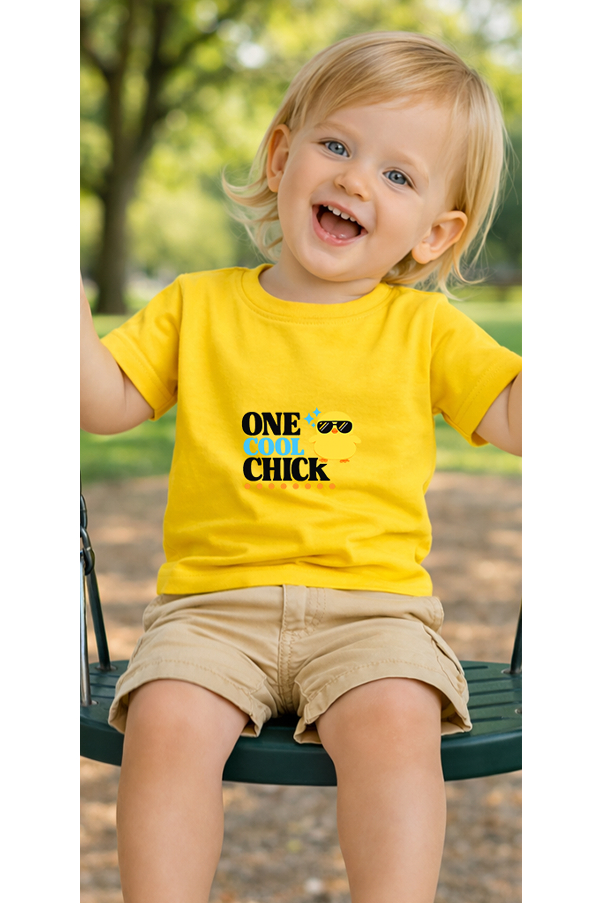 petite pati Sarı Coolchick Bebek Tişört %100 Pamuk Penye Çocuk Tshirt Baskılı fotoğrafı 3 (önizleme)