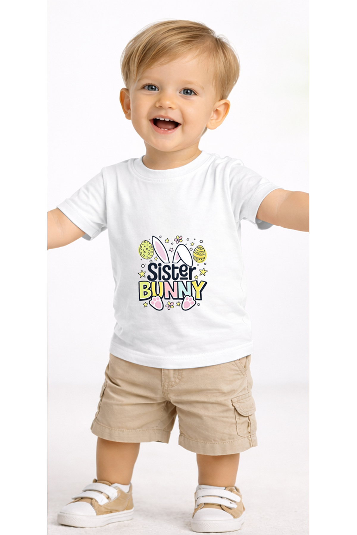 petite pati Beyaz Sisterbunny Bebek Tişört %100 Pamuk Penye Çocuk Tshirt Baskılı fotoğrafı 2 (önizleme)