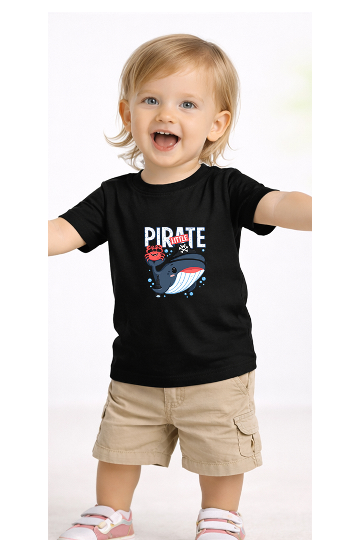 petite pati Siyah Whalecrab Bebek Tişört %100 Pamuk Penye Çocuk Tshirt Baskılı fotoğrafı 2 (önizleme)
