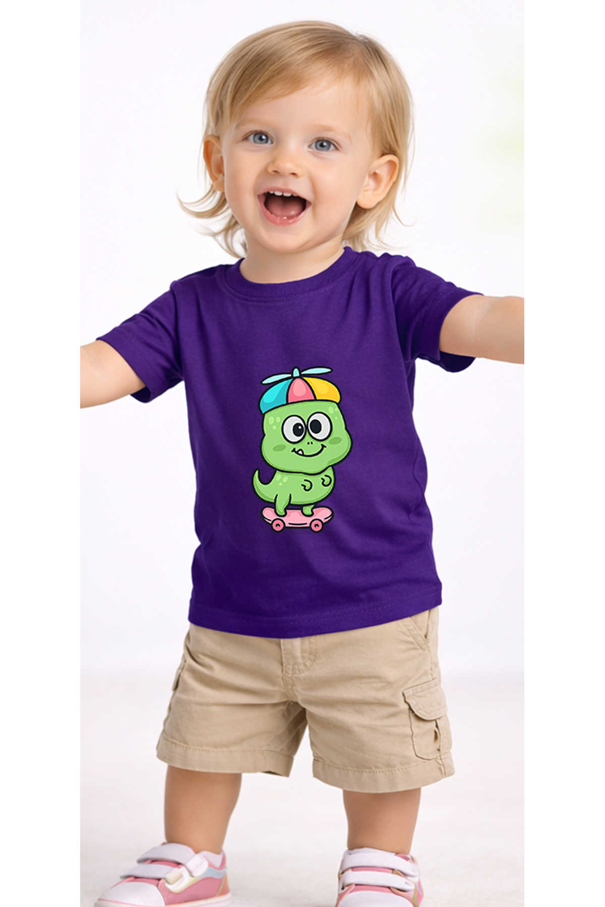 petite pati Mor Skatecute Bebek Tişört %100 Pamuk Penye Çocuk Tshirt Baskılı fotoğrafı 2 (önizleme)