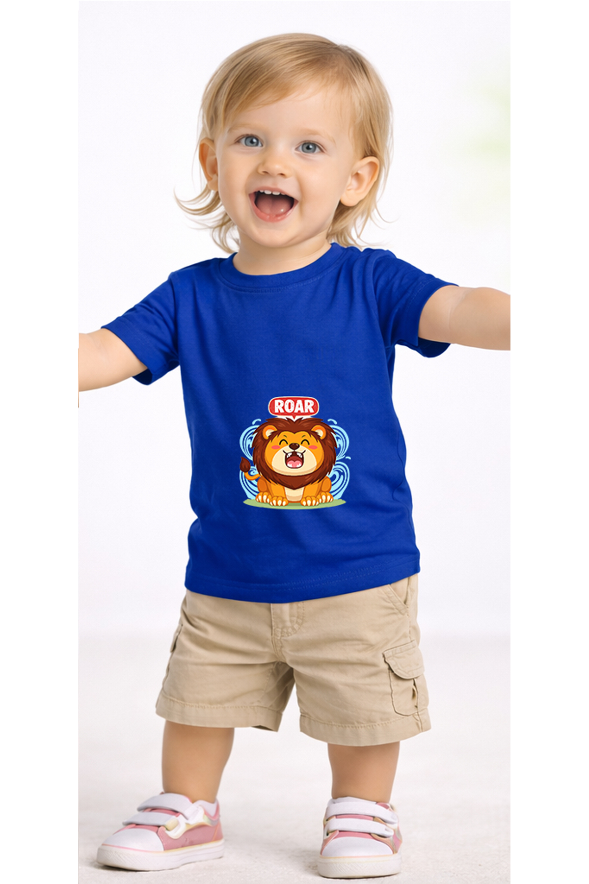 petite pati Mavi Roaringlion Bebek Tişört %100 Pamuk Penye Çocuk Tshirt Baskılı fotoğrafı 2 (önizleme)