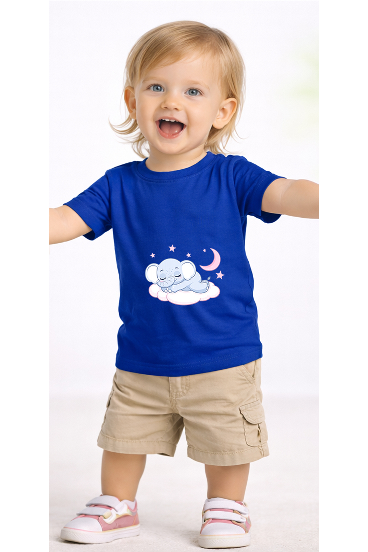 petite pati Mavi Filsleep Bebek Tişört %100 Pamuk Penye Çocuk Tshirt Baskılı fotoğrafı 2 (önizleme)