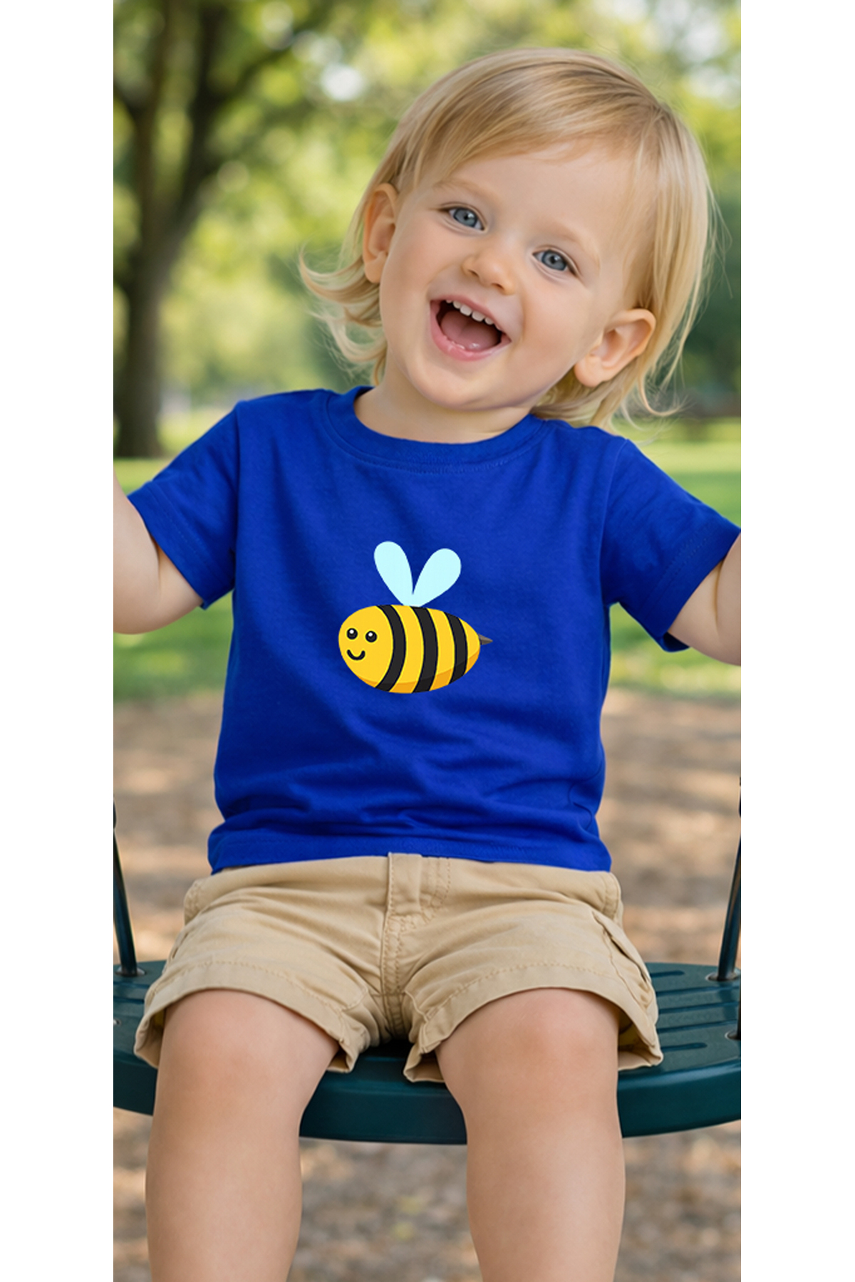 petite pati Mavi Bee Bebek Tişört %100 Pamuk Penye Çocuk Tshirt Baskılı fotoğrafı 3 (önizleme)