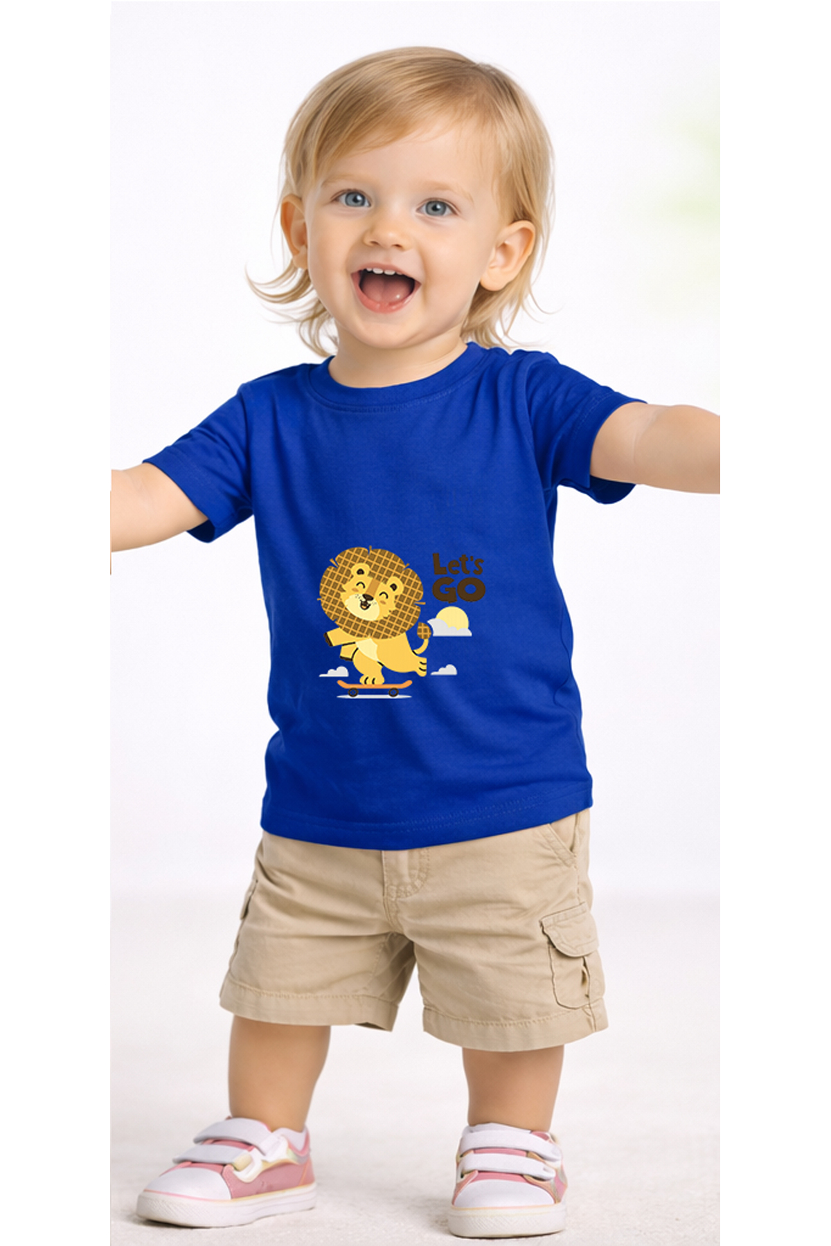 petite pati Mavi Skatelion Bebek Tişört %100 Pamuk Penye Çocuk Tshirt Baskılı fotoğrafı 2 (önizleme)