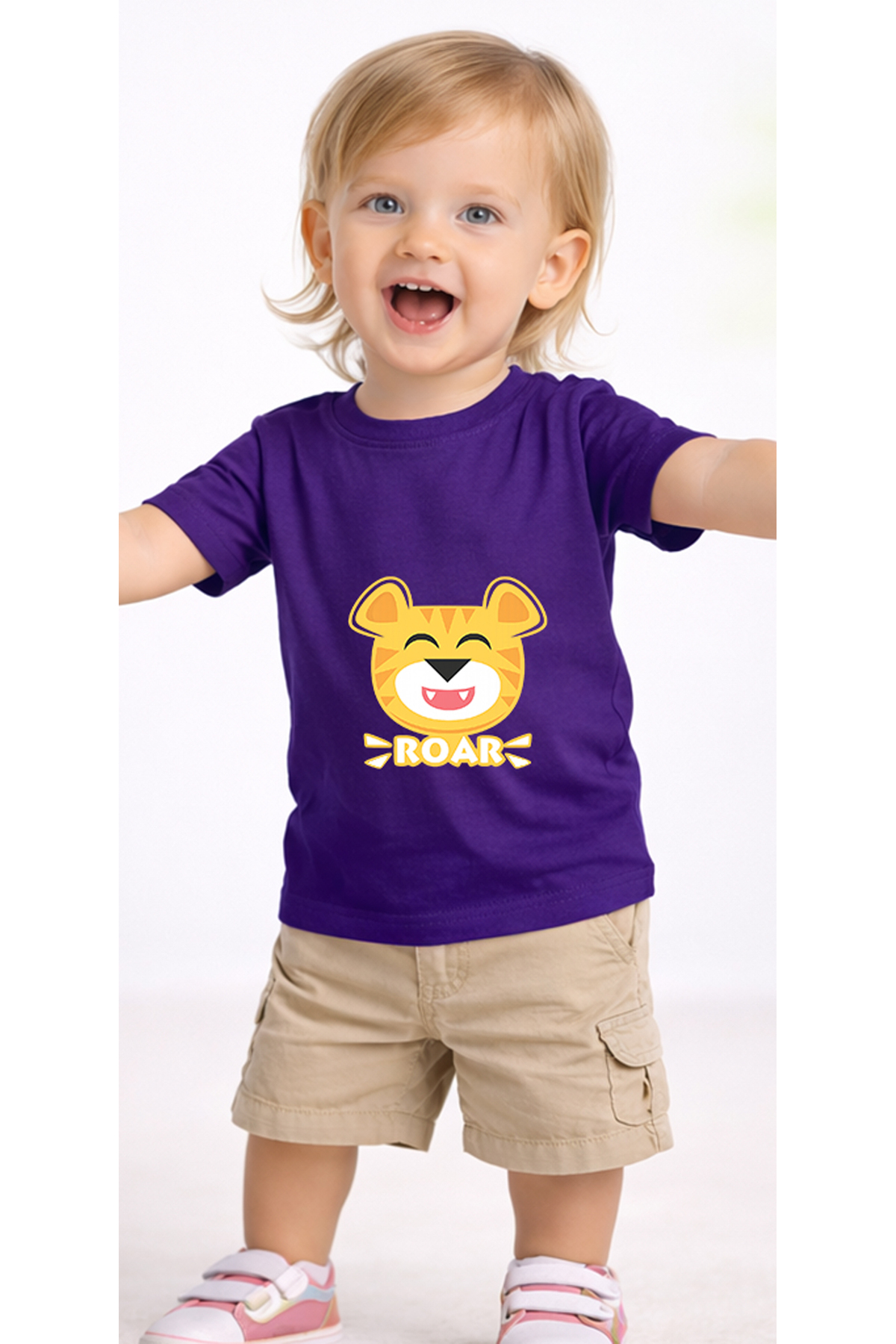 petite pati Mor Roarlion Bebek Tişört %100 Pamuk Penye Çocuk Tshirt Baskılı fotoğrafı 2 (önizleme)
