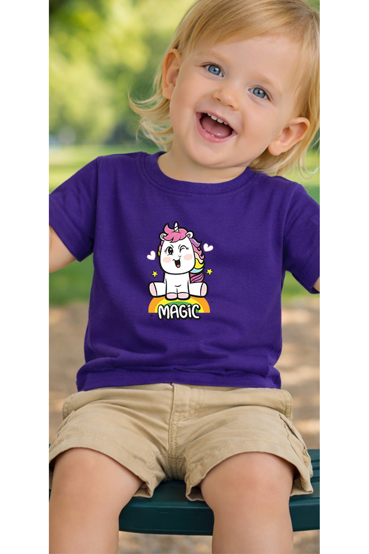 petite pati Mor Magicunicorn Bebek Tişört %100 Pamuk Penye Çocuk Tshirt Baskılı fotoğrafı 3 (önizleme)