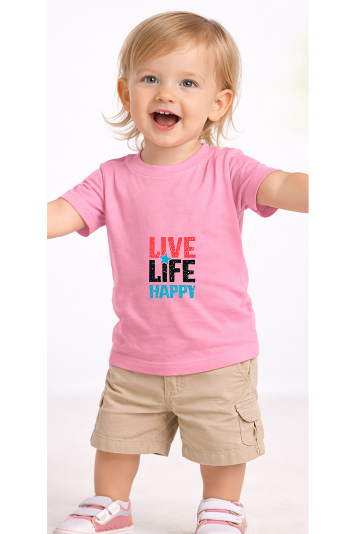 petite pati Pembe Livelifehappy Bebek Tişört %100 Pamuk Penye Çocuk Tshirt Baskılı fotoğrafı 2 (önizleme)